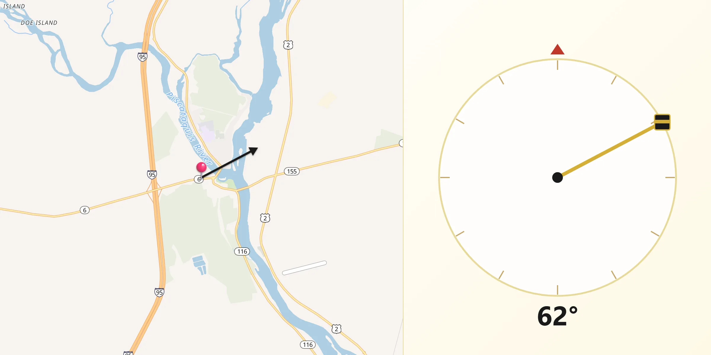 Qibla Direction from Howland