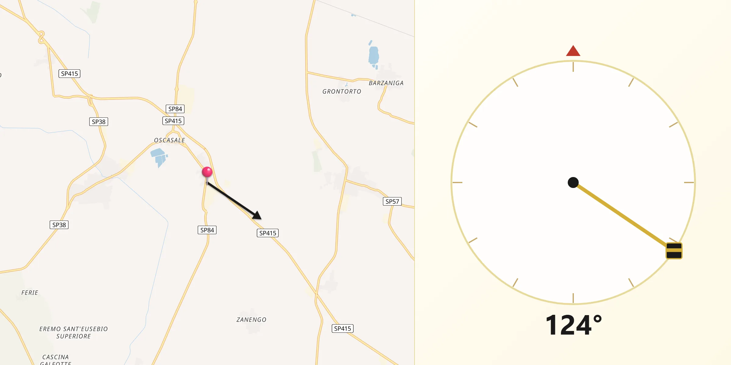 Direzione della Qibla da Santa Maria dei Sabbioni