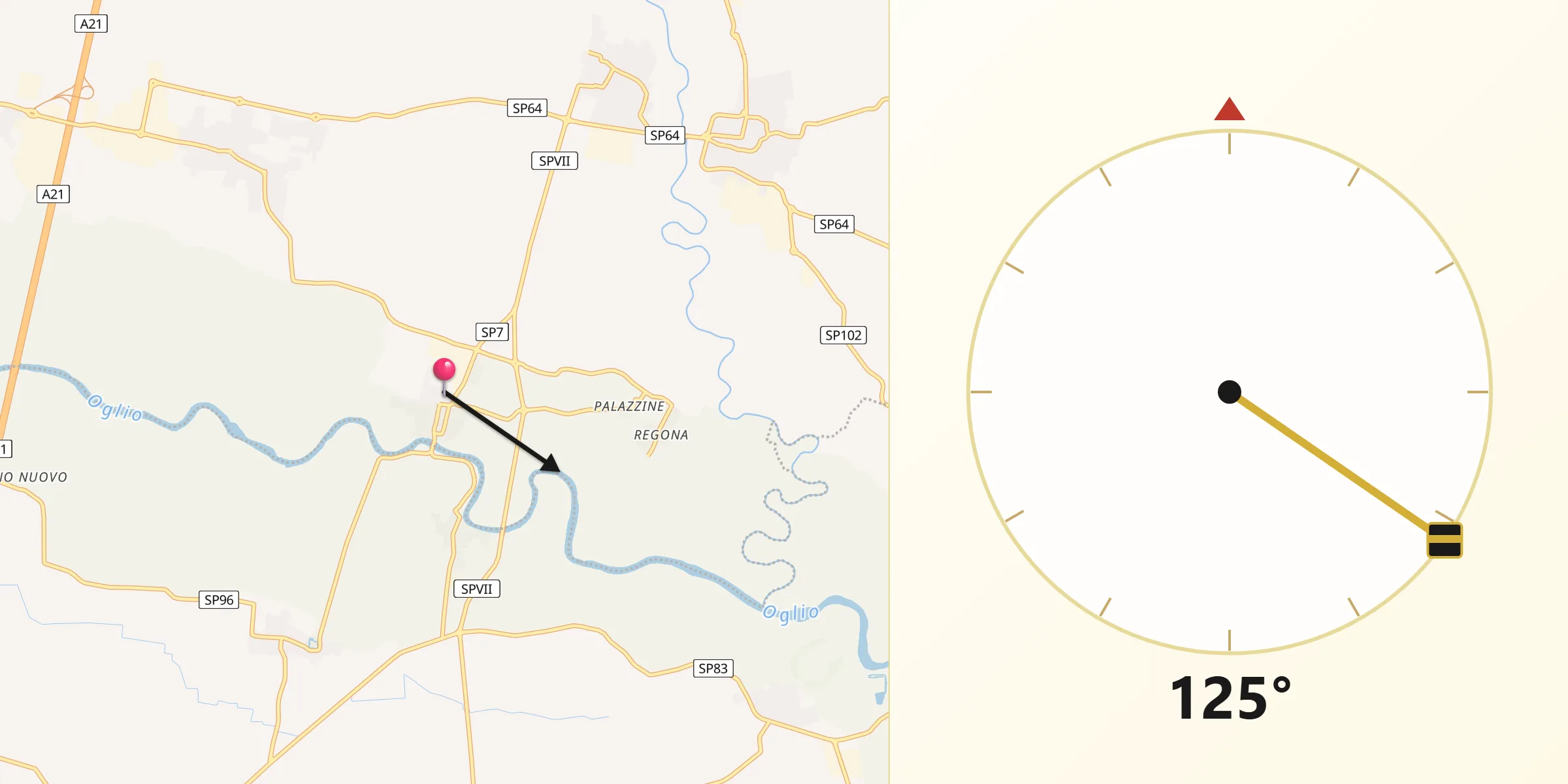 Direzione della Qibla da Seniga