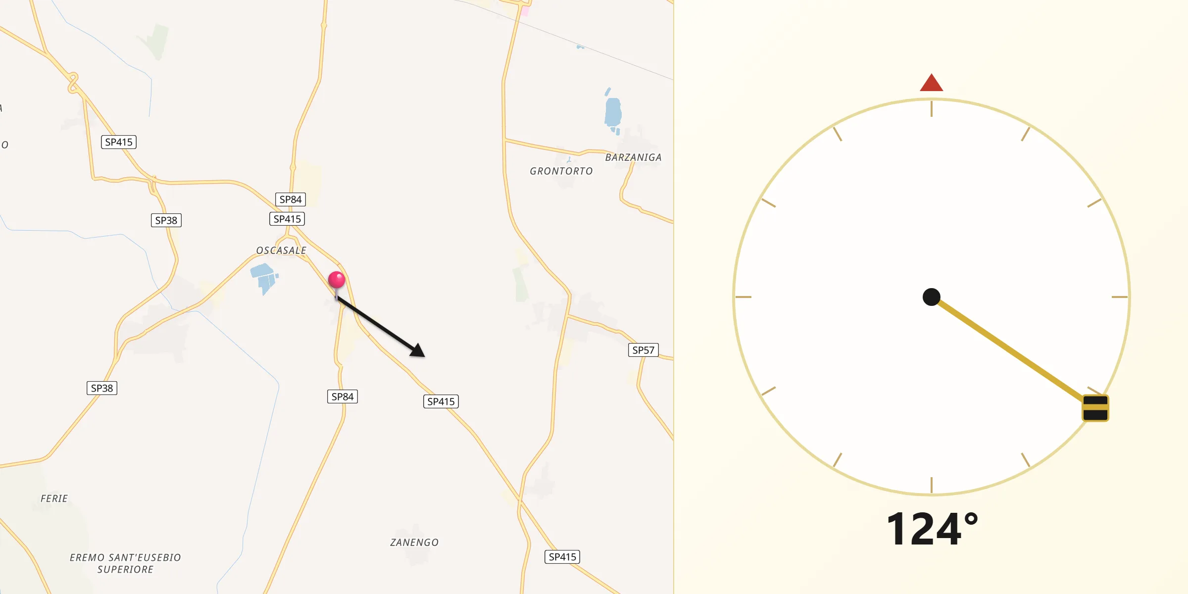 Direzione della Qibla da Cappella Cantone