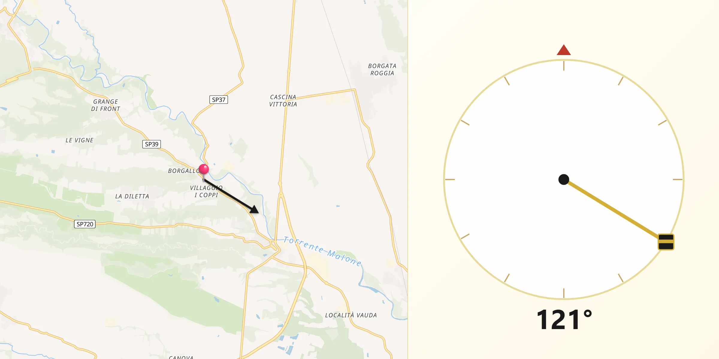 Direzione della Qibla da Rivarossa