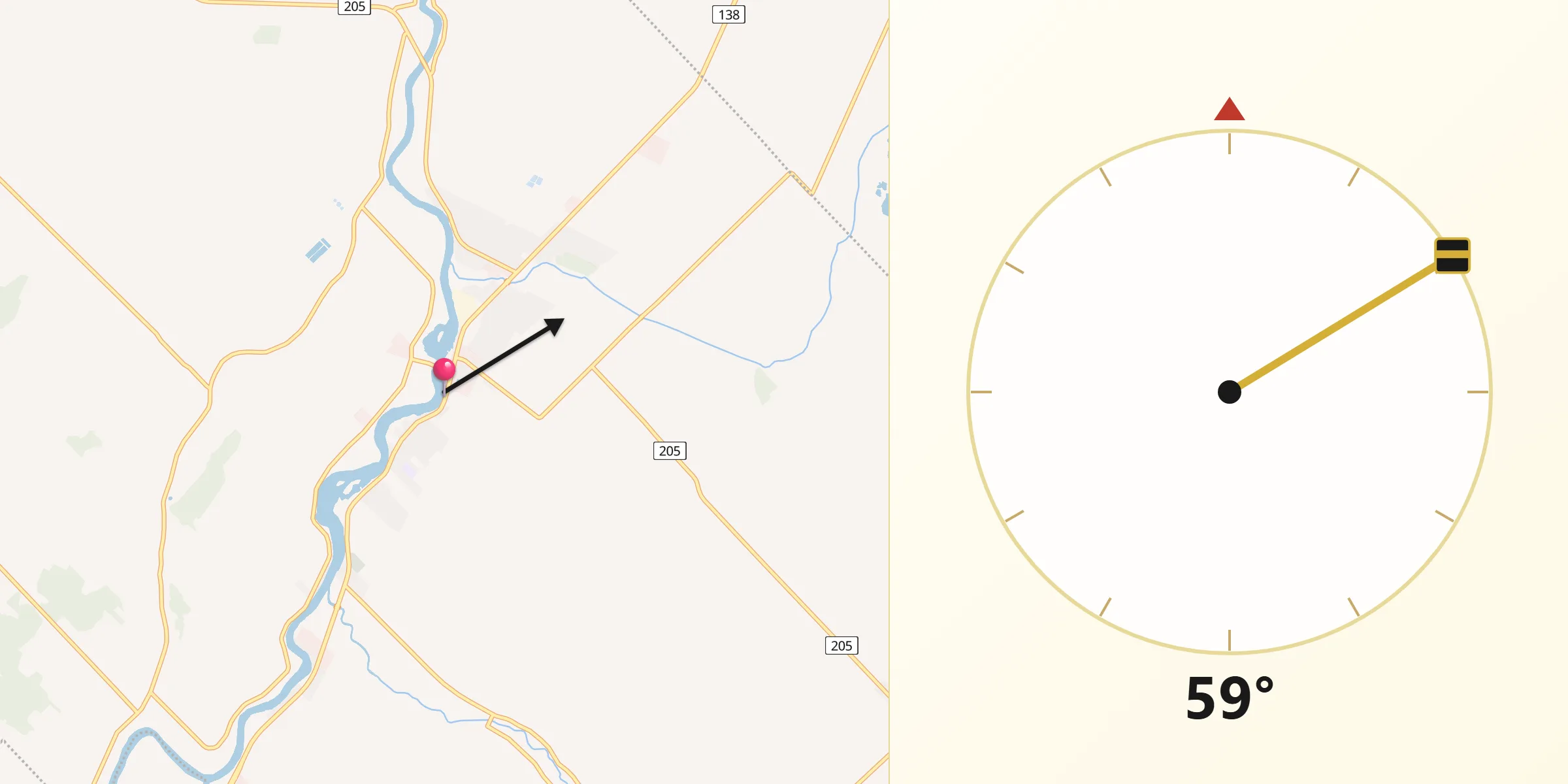 Qibla Direction from Sainte-Martine