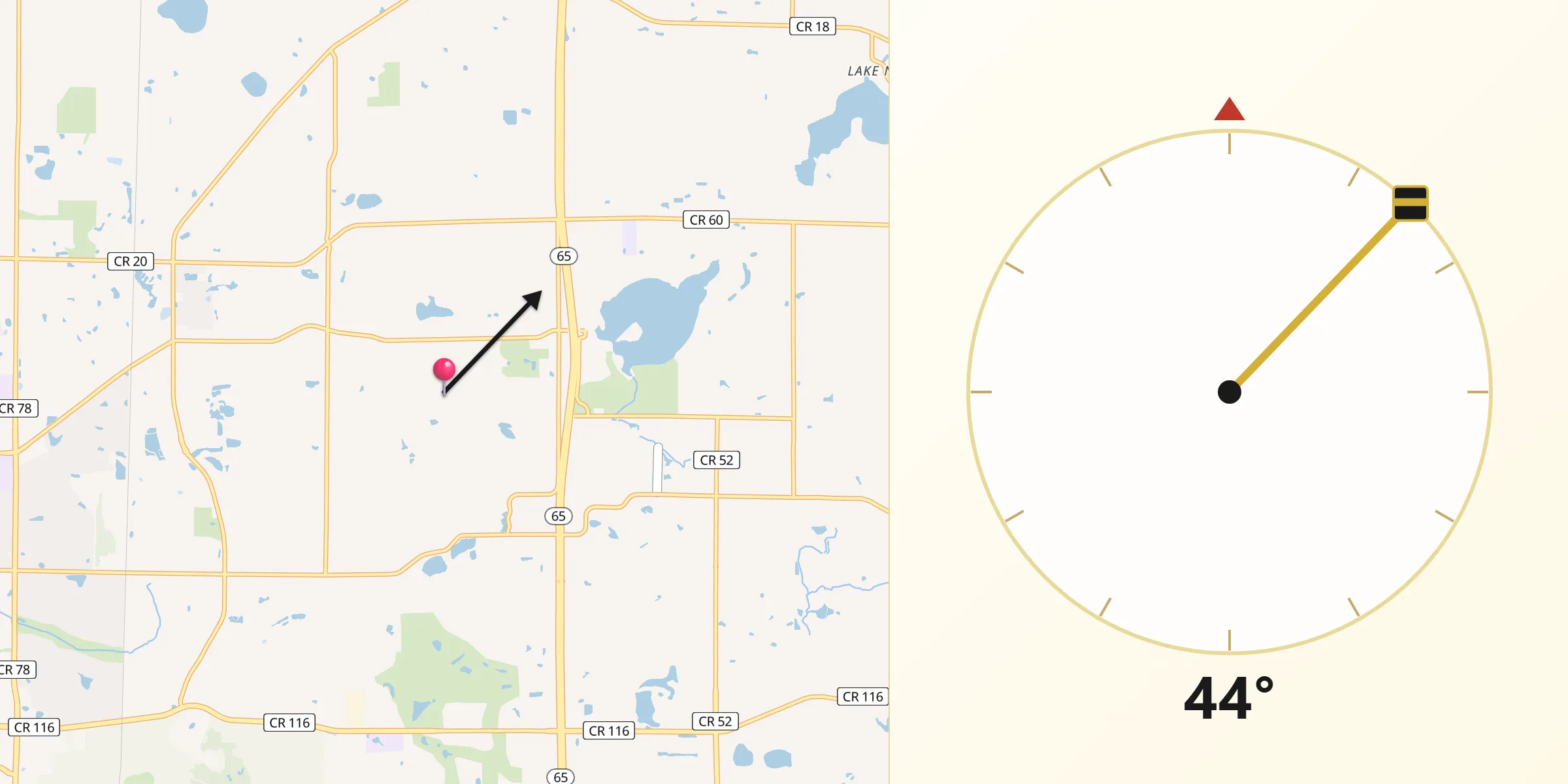 Qibla Direction from Ham Lake