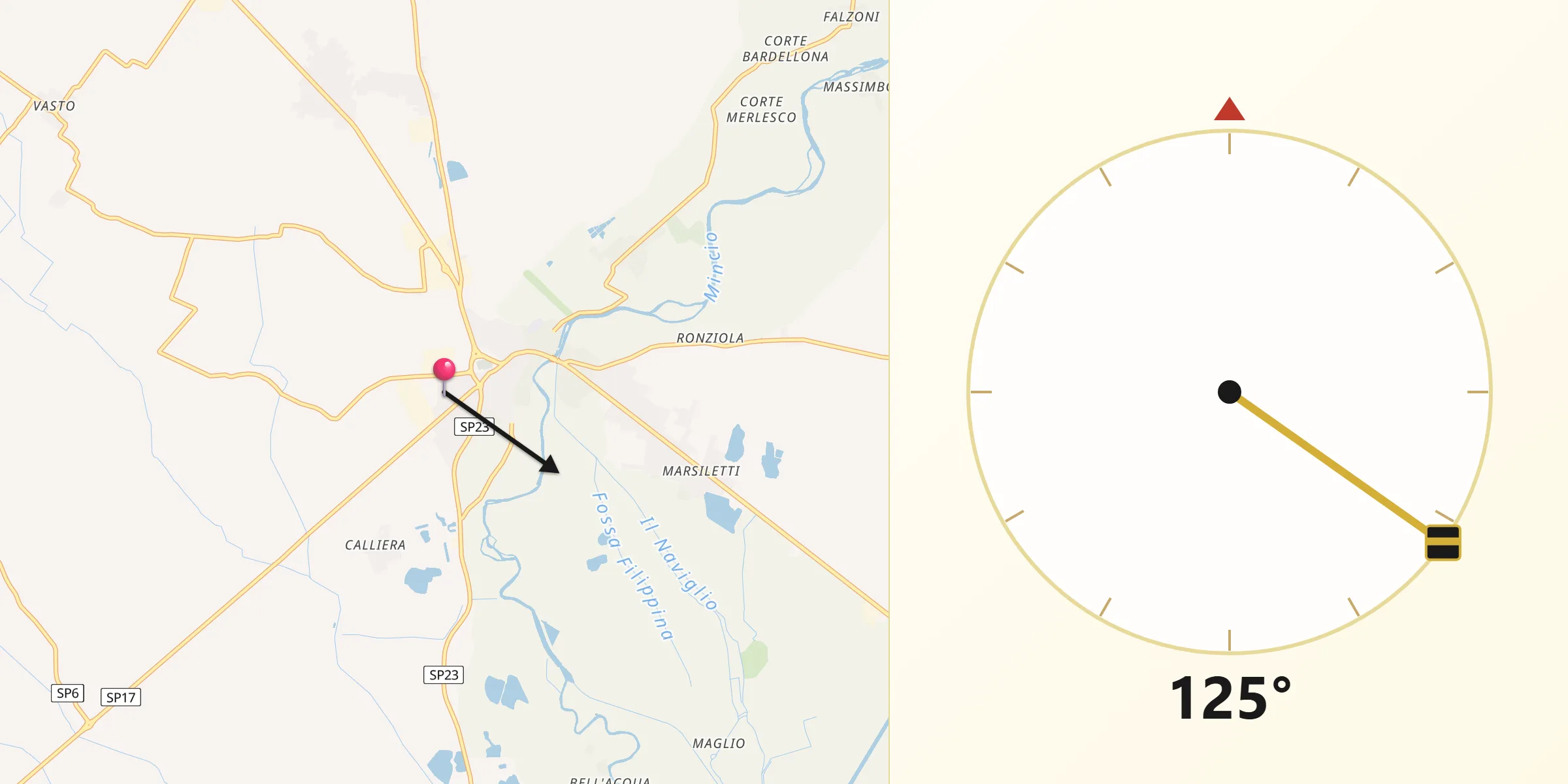 Direzione della Qibla da Goito