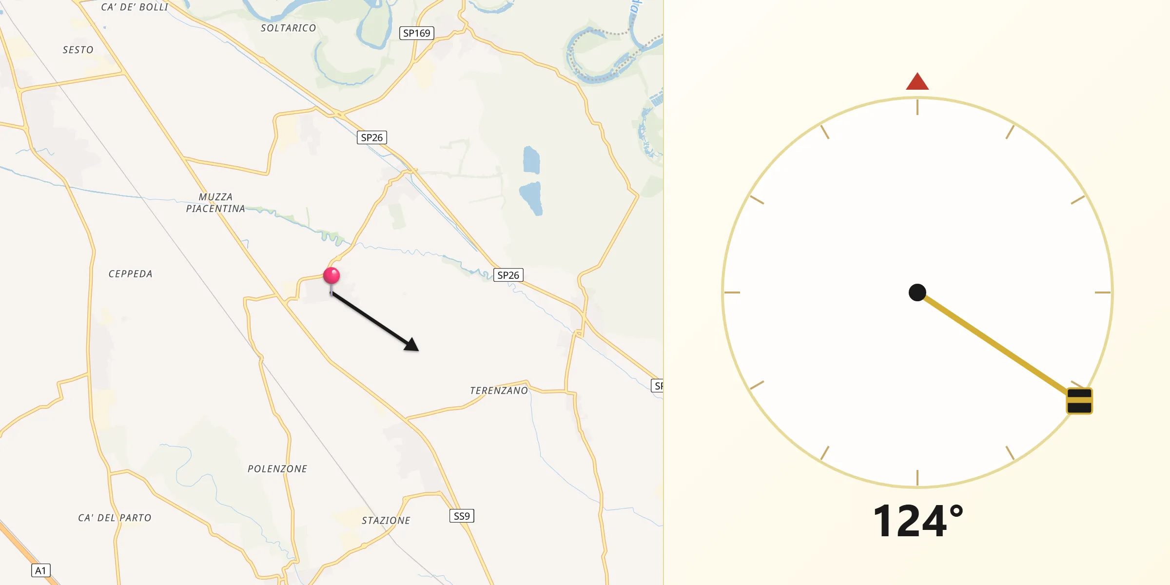Direzione della Qibla da Mairago