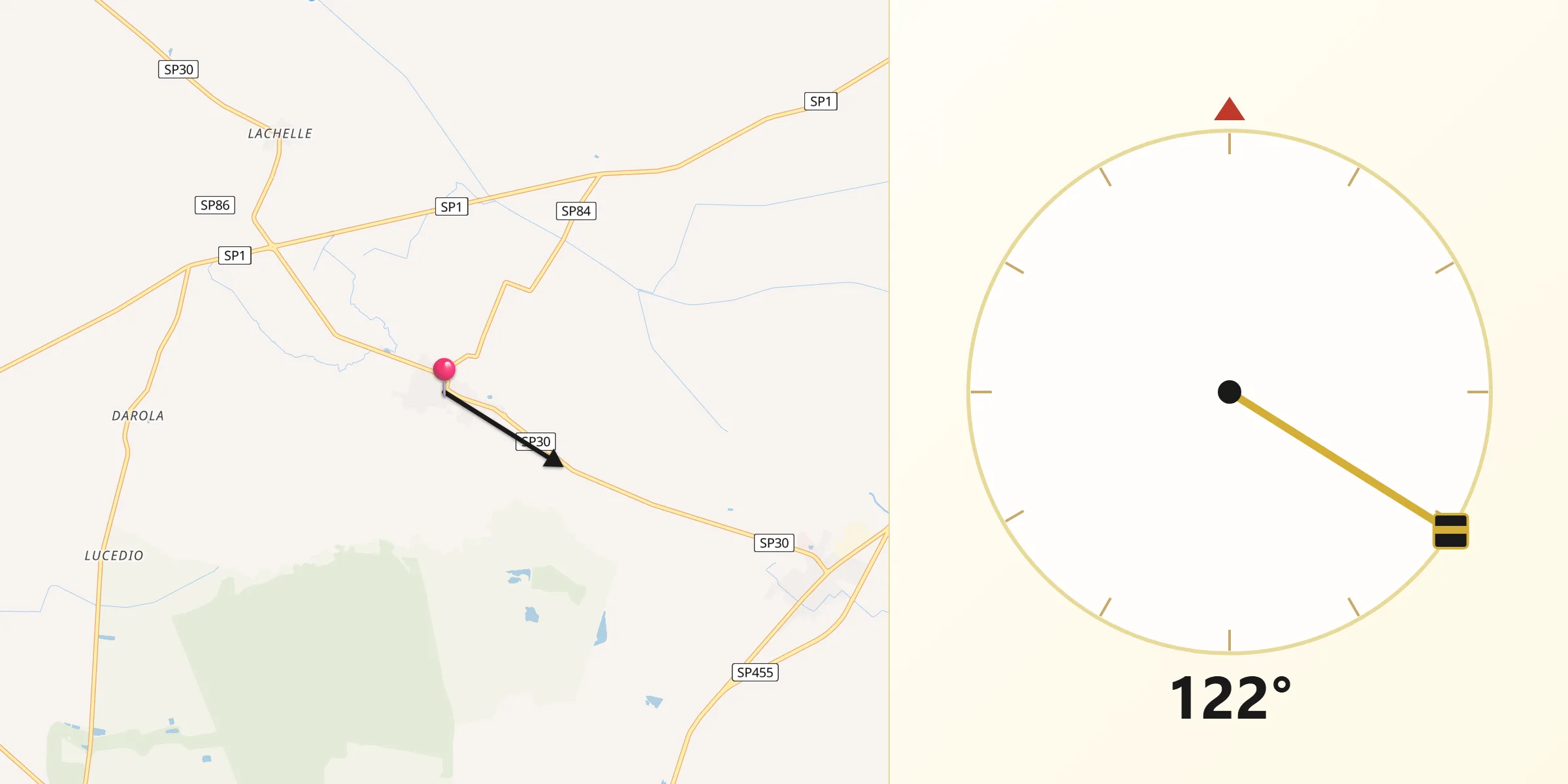 Direzione della Qibla da Ronsecco