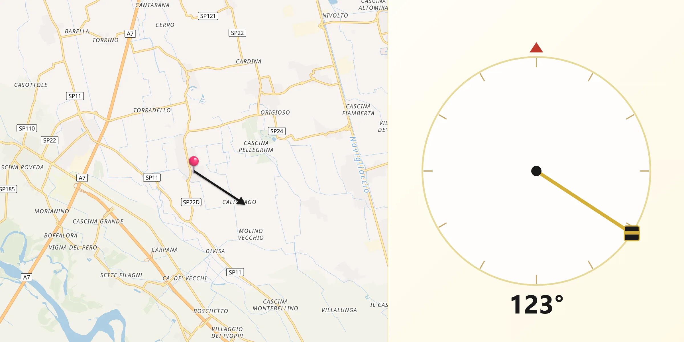 Direzione della Qibla da Marcignago
