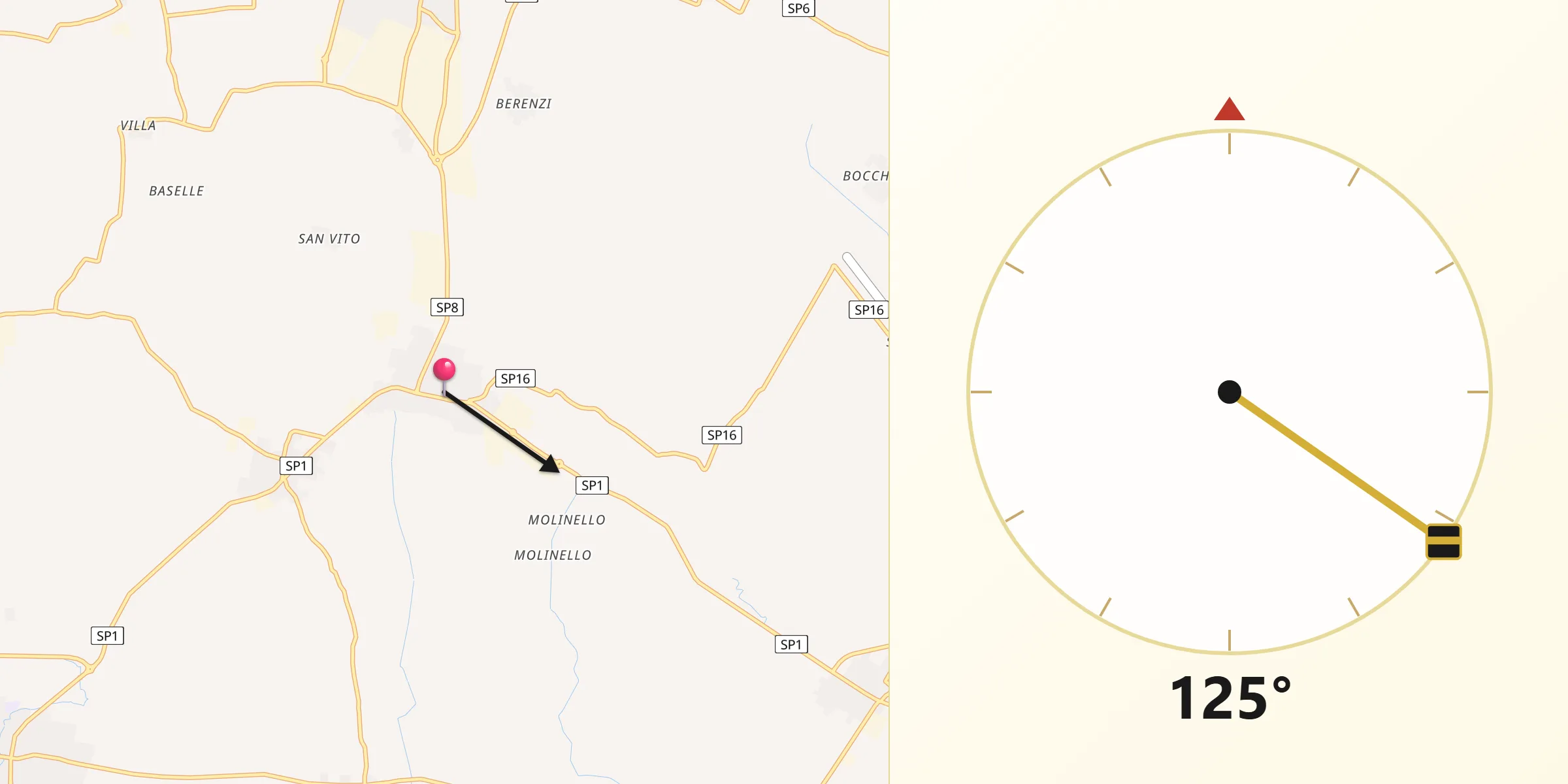 Direzione della Qibla da Casaloldo