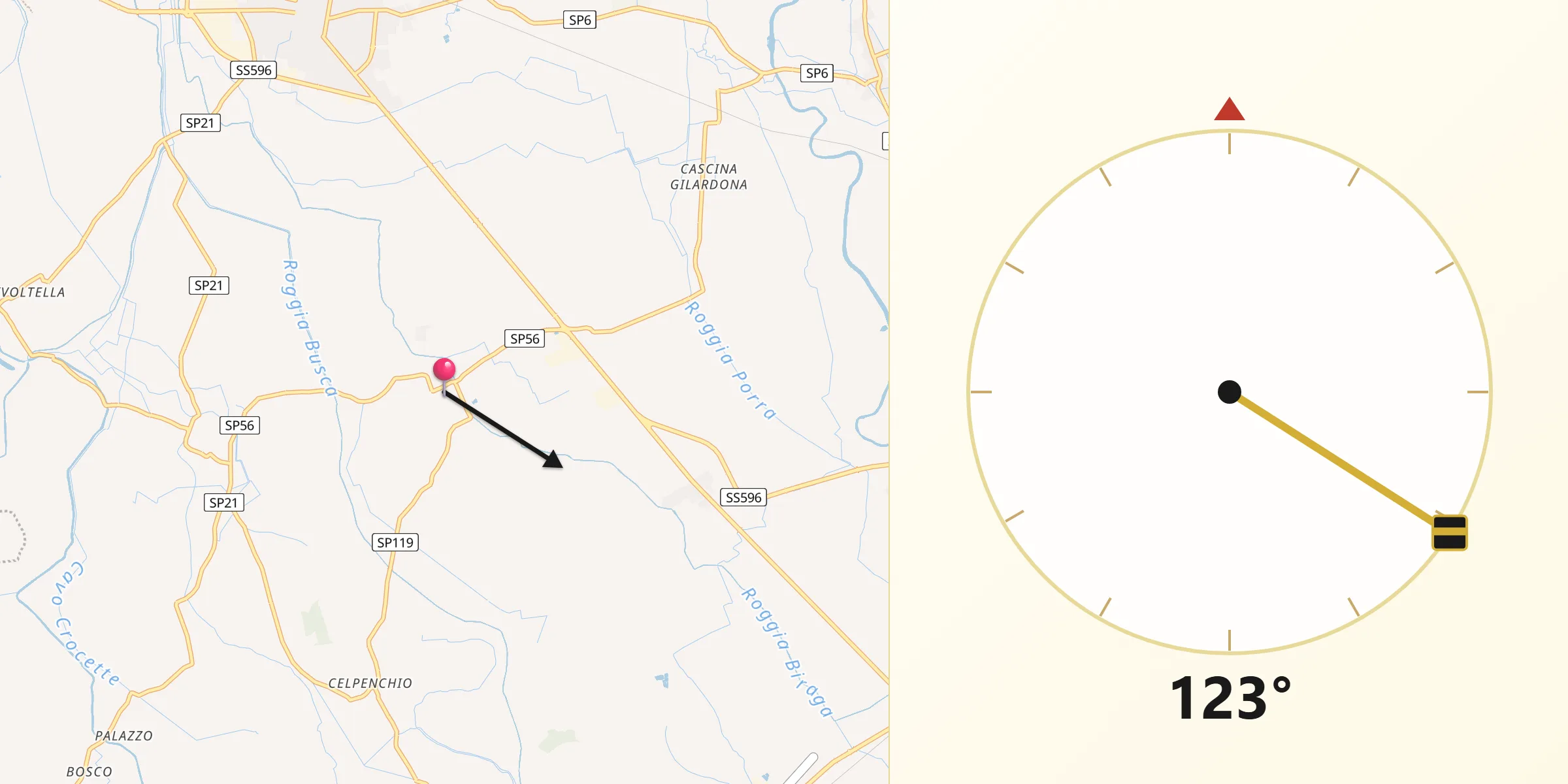 Direzione della Qibla da Castelnovetto