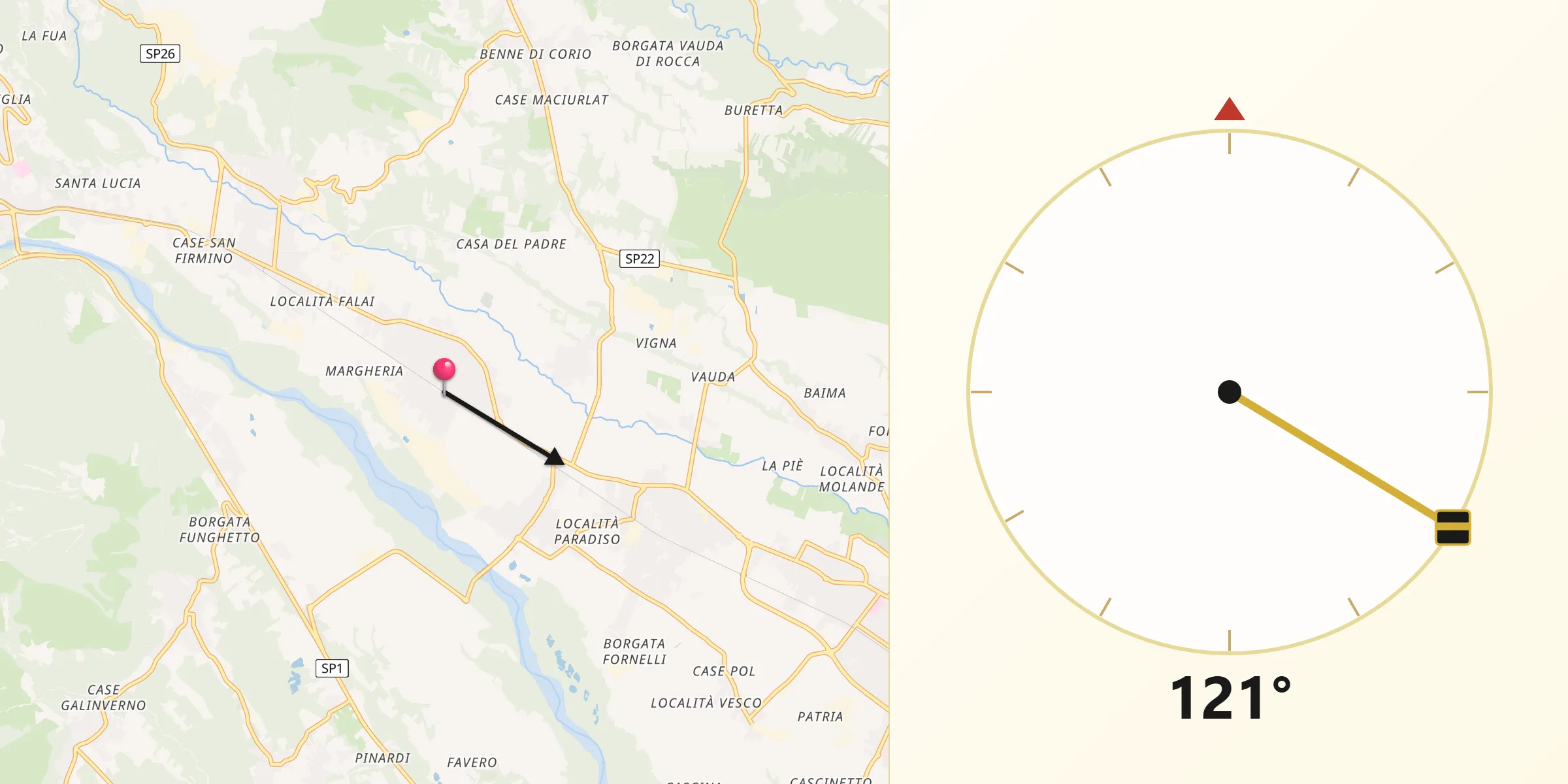 Direzione della Qibla da Mathi
