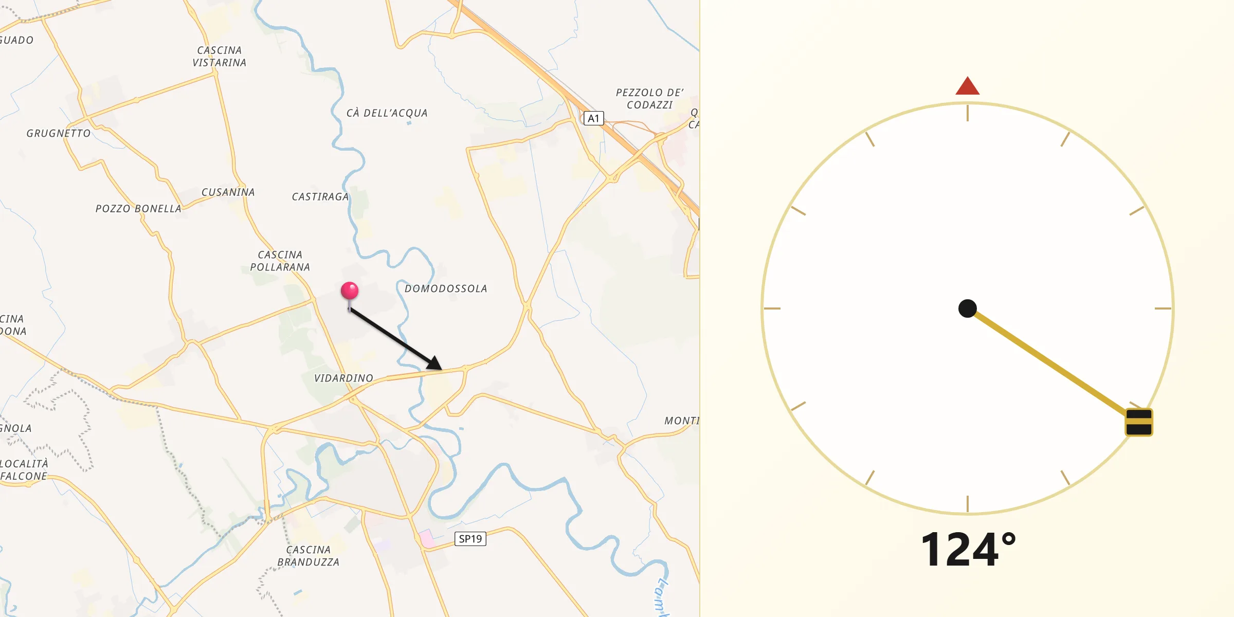 Direzione della Qibla da Vidardo