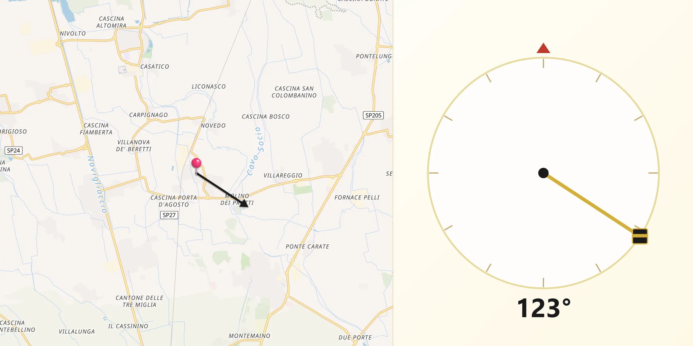 Direzione della Qibla da Guinzano