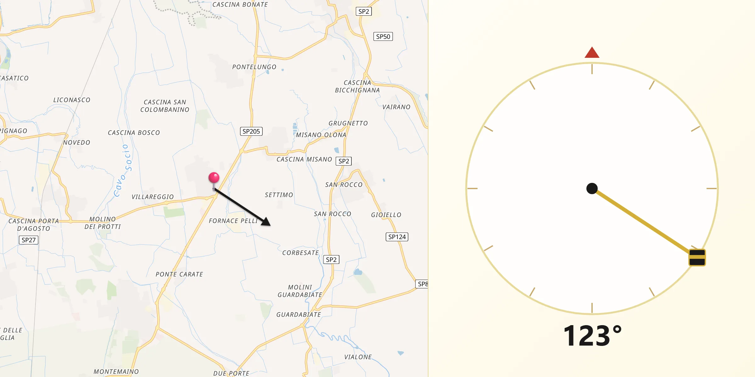 Direzione della Qibla da Zeccone