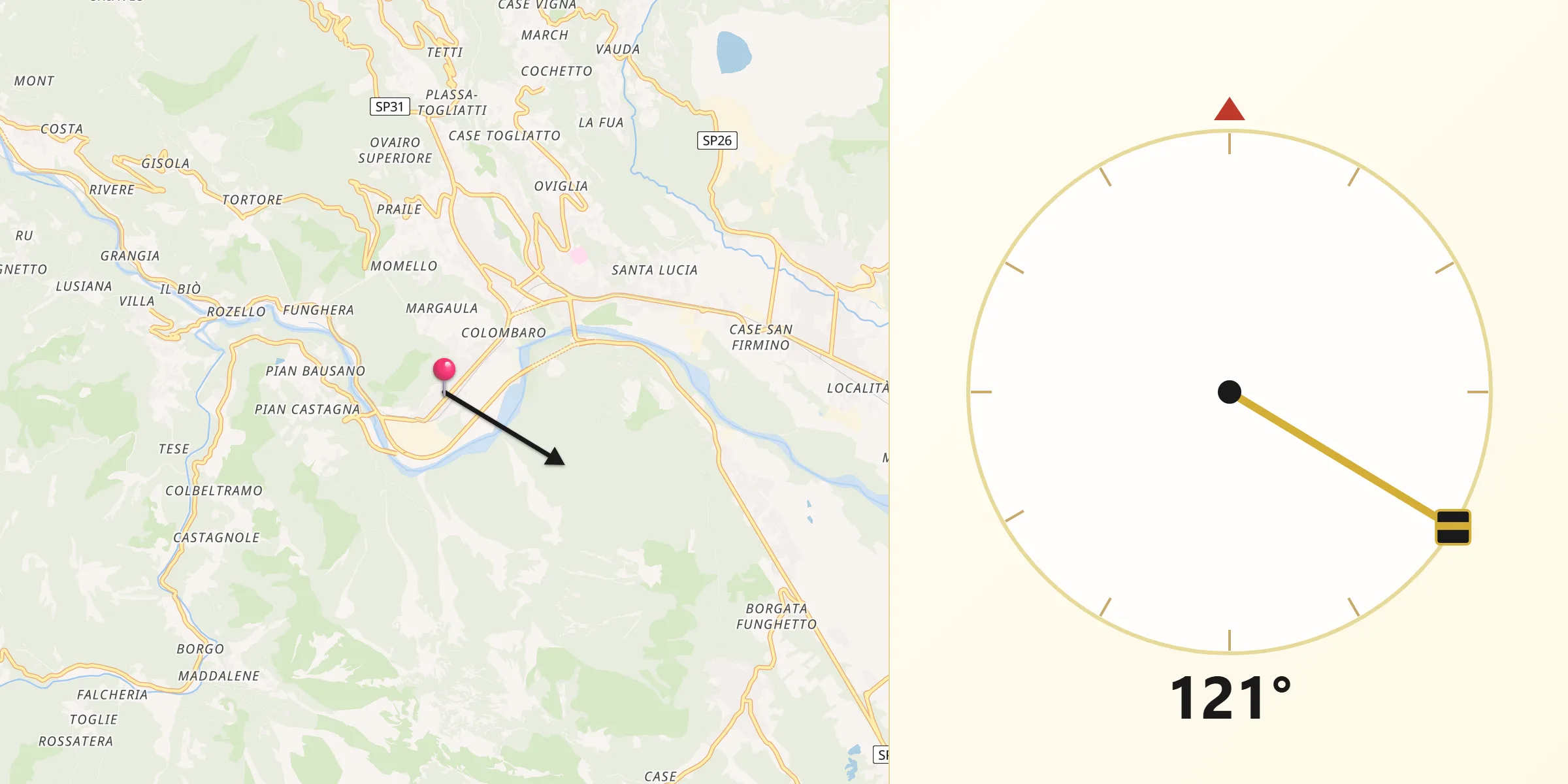 Direzione della Qibla da Germagnano