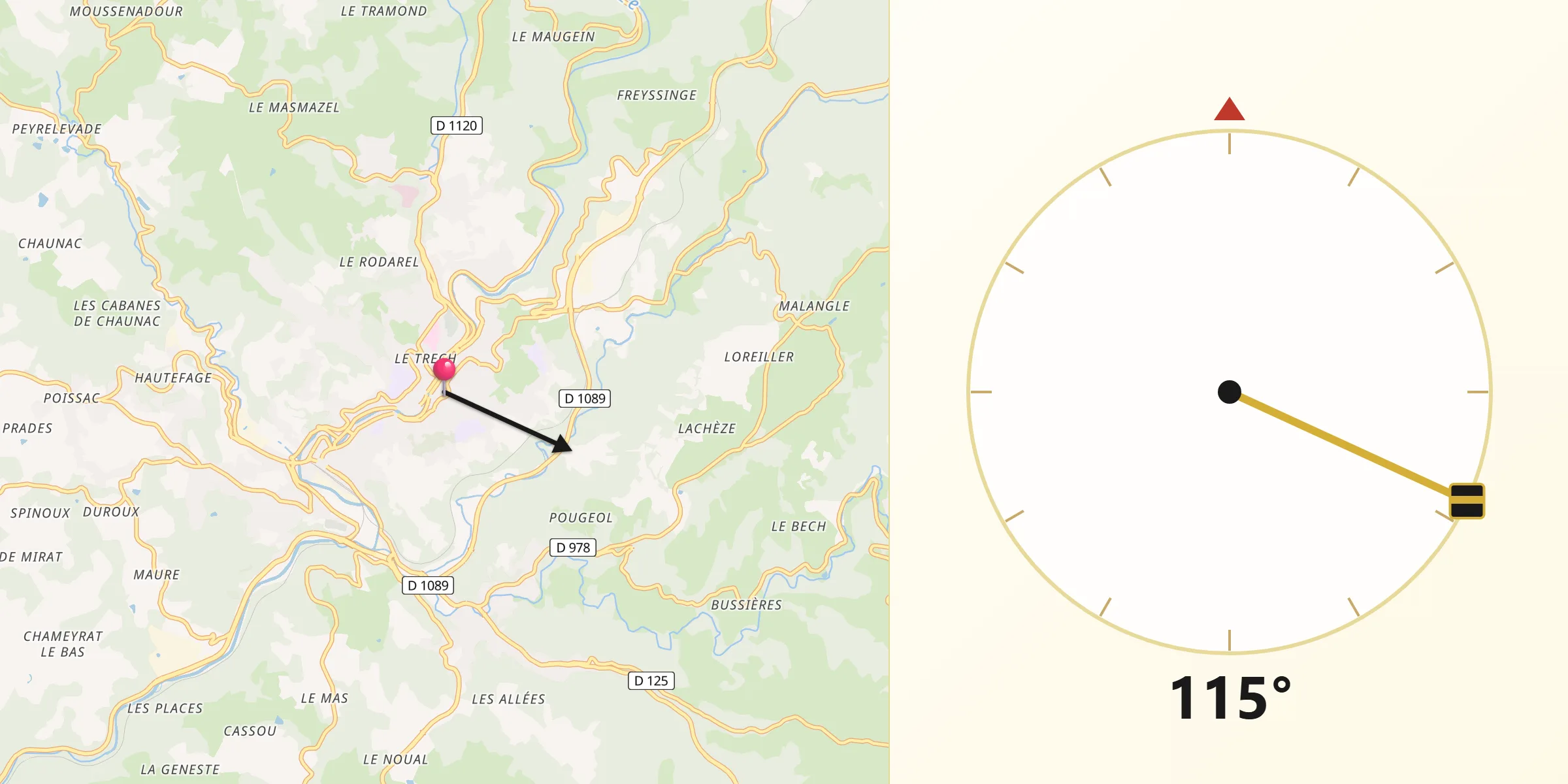 Direction vers la Qibla depuis Tulle
