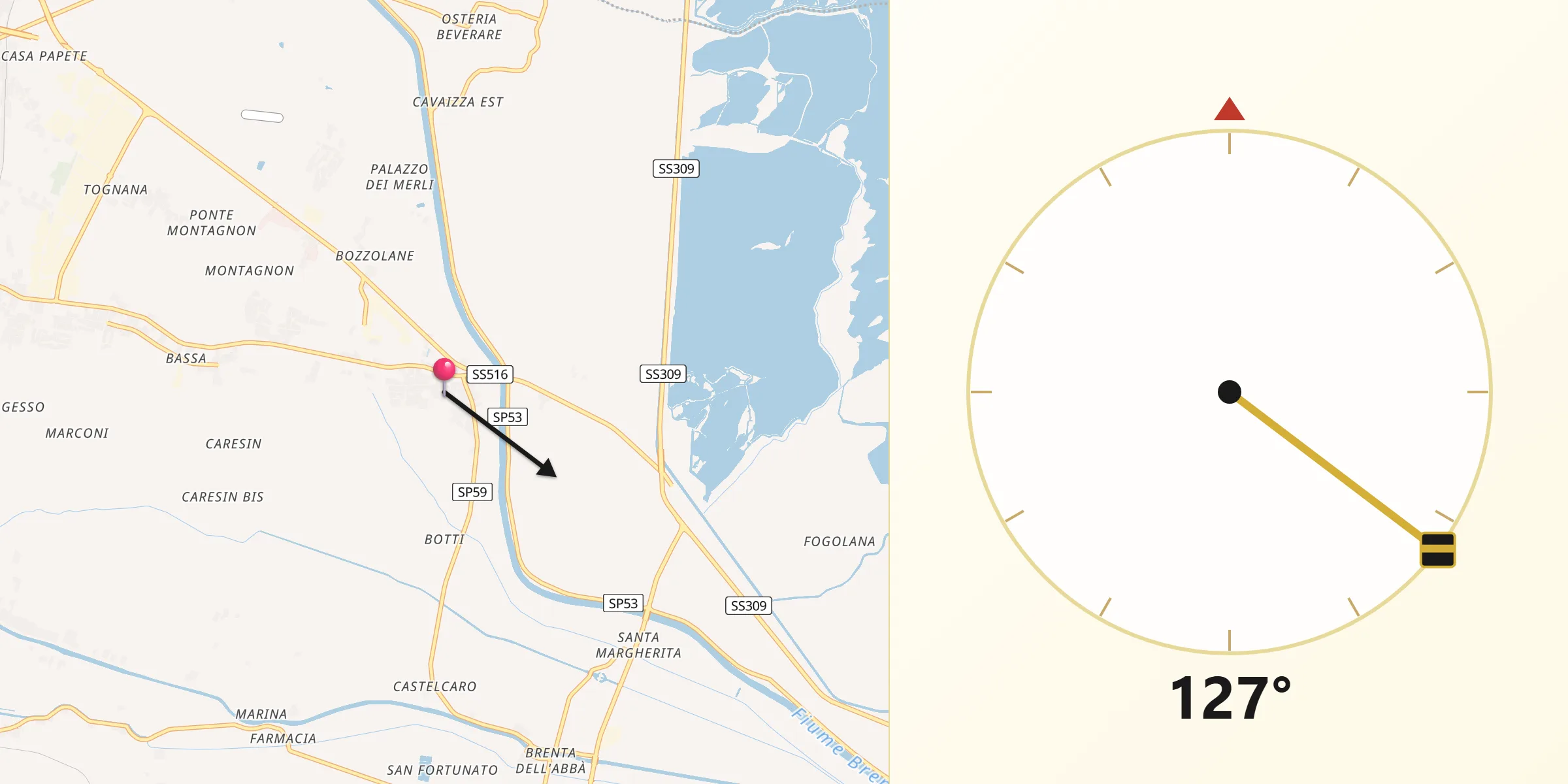 Direzione della Qibla da Codevigo