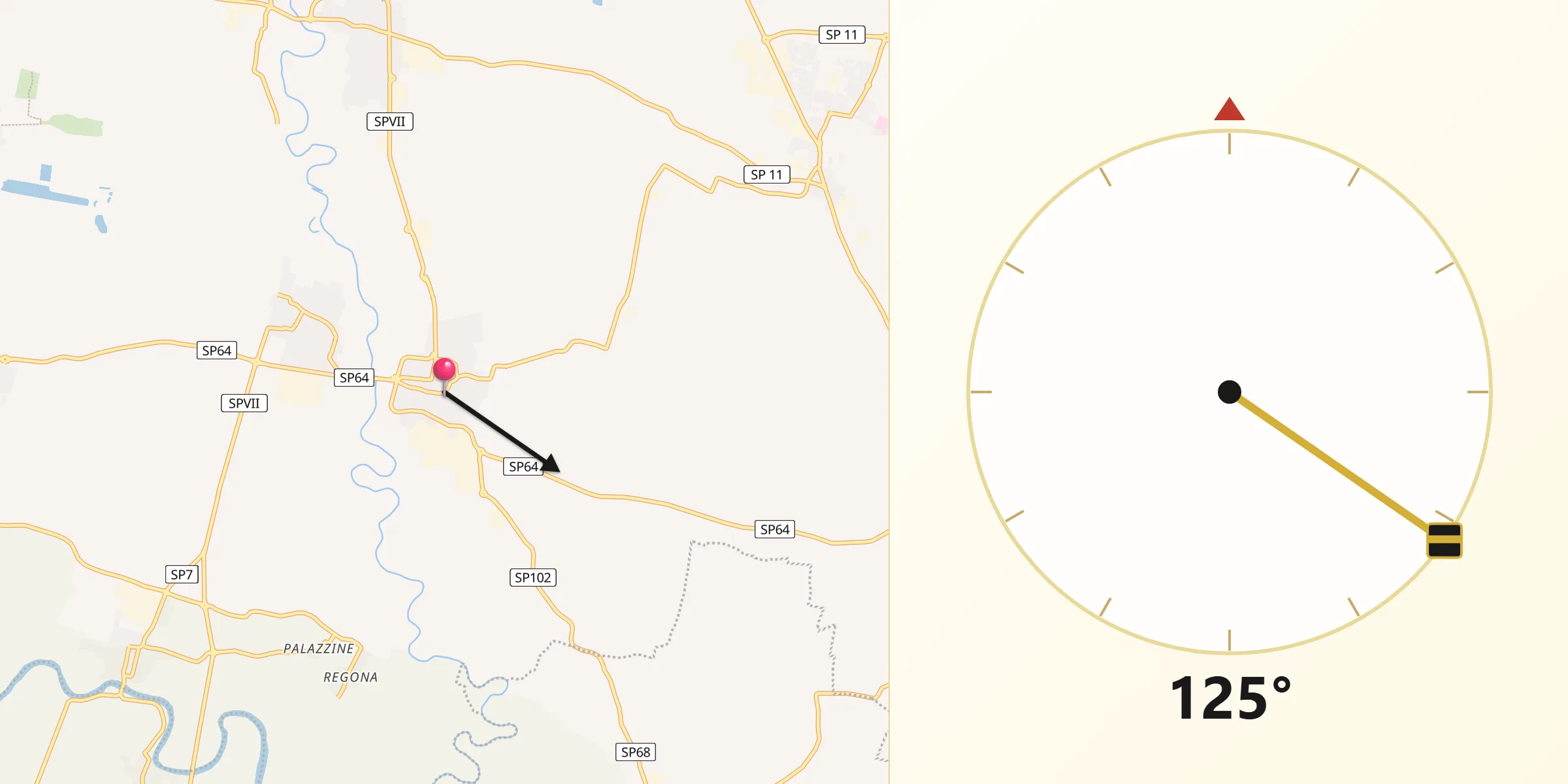 Direzione della Qibla da Pralboino
