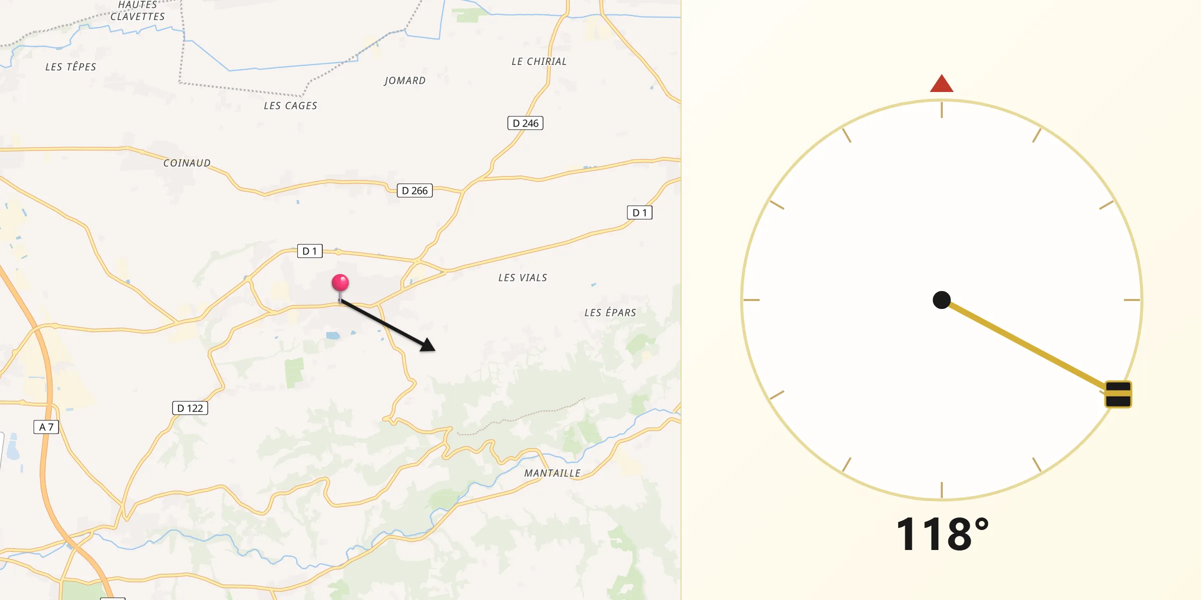 Direction vers la Qibla depuis Anneyron