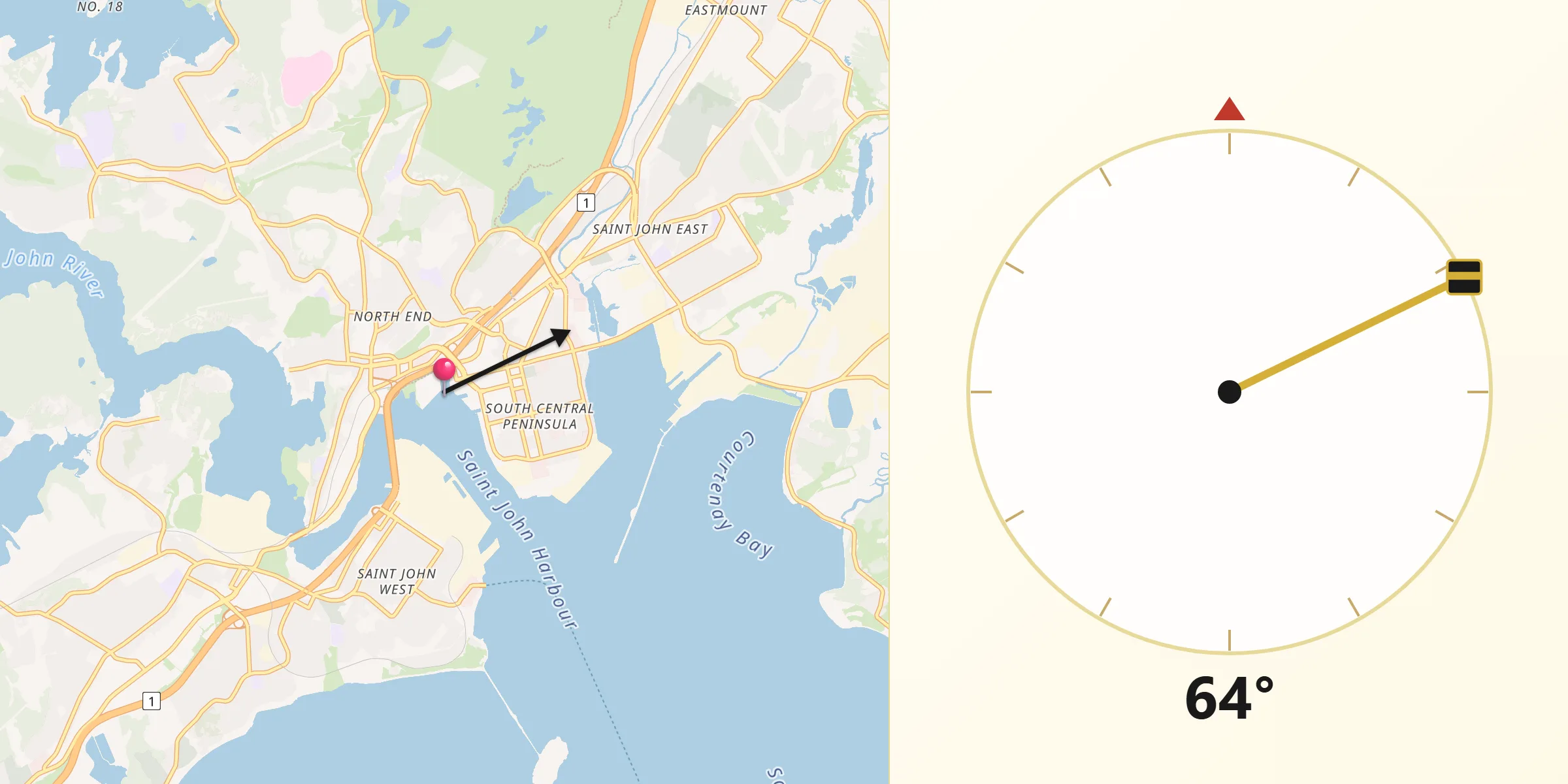 Qibla Direction from Saint John