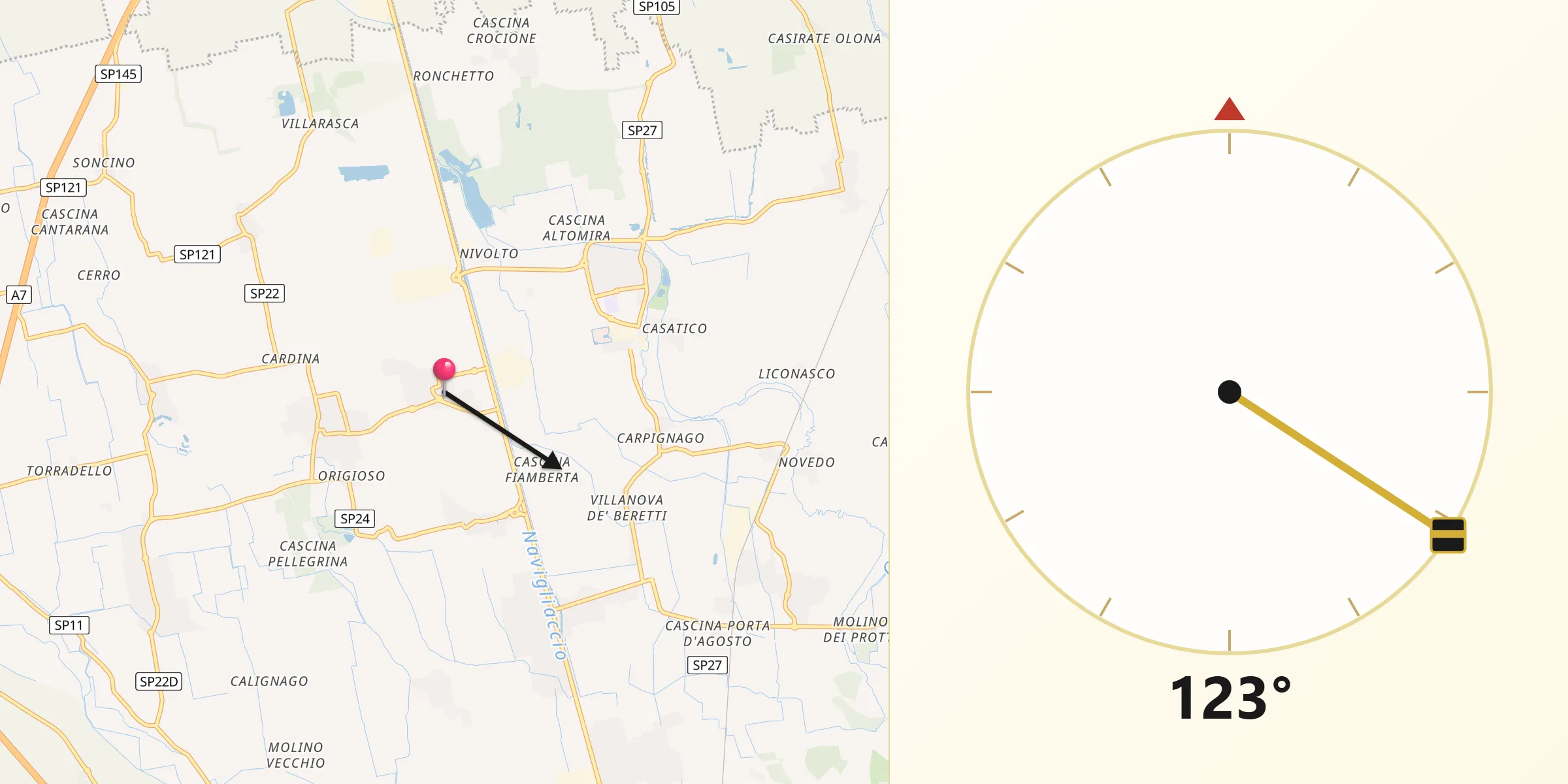 Direzione della Qibla da Giovenzano