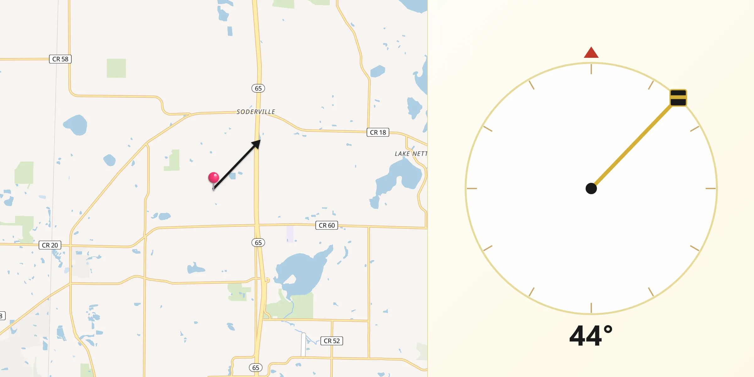 Qibla Direction from Anoka County