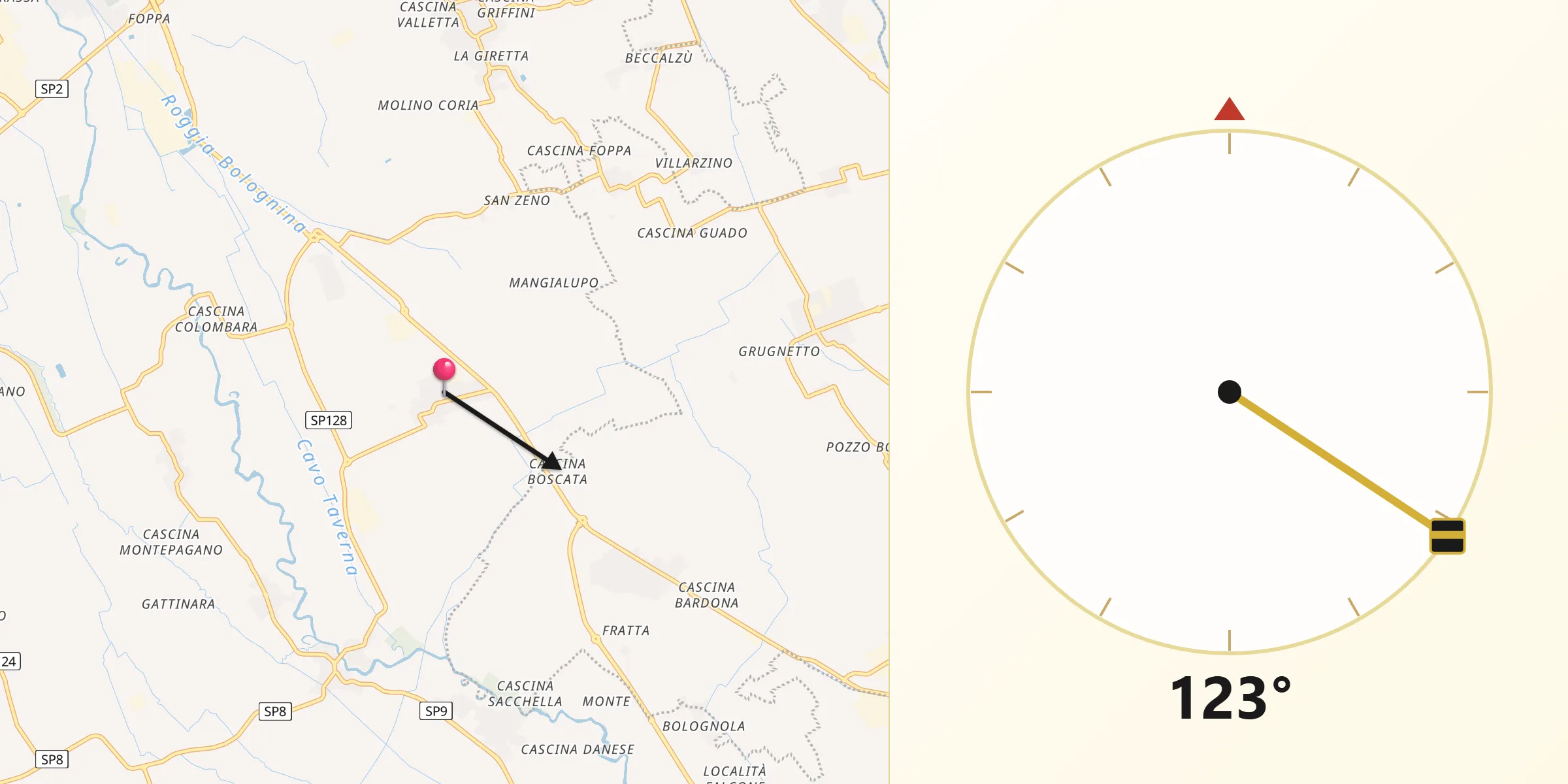 Direzione della Qibla da Vigonzone