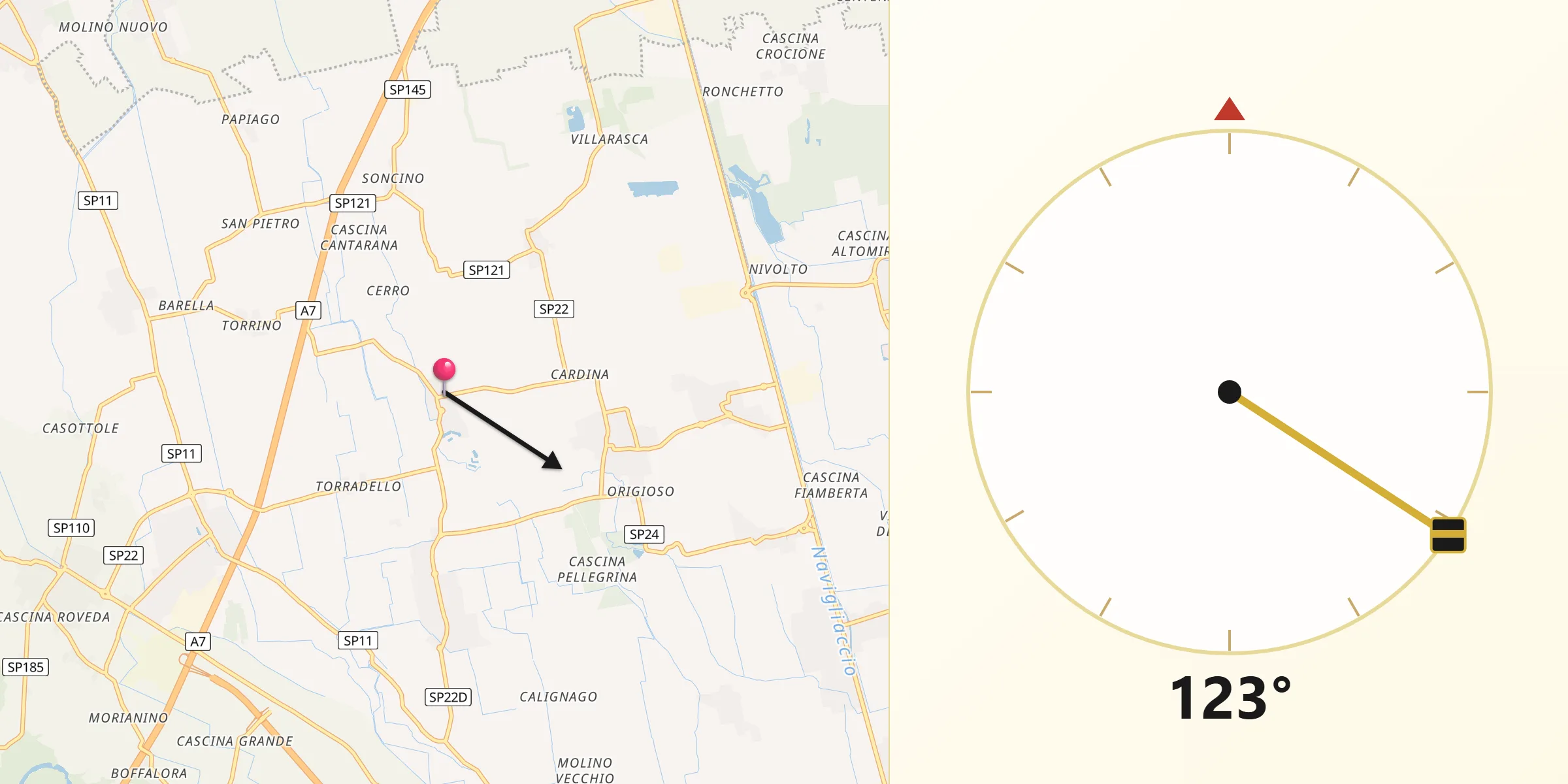 Direzione della Qibla da Battuda