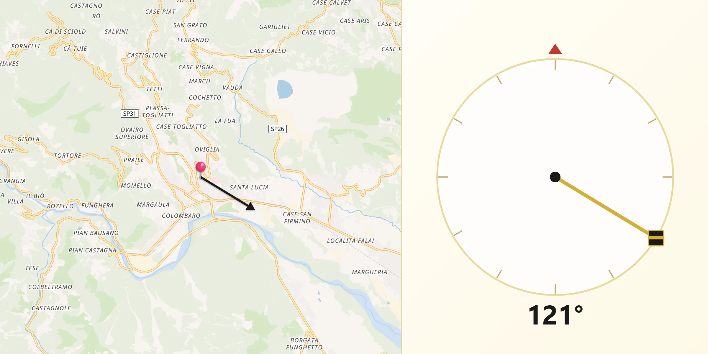 Direzione della Qibla da Lanzo Torinese