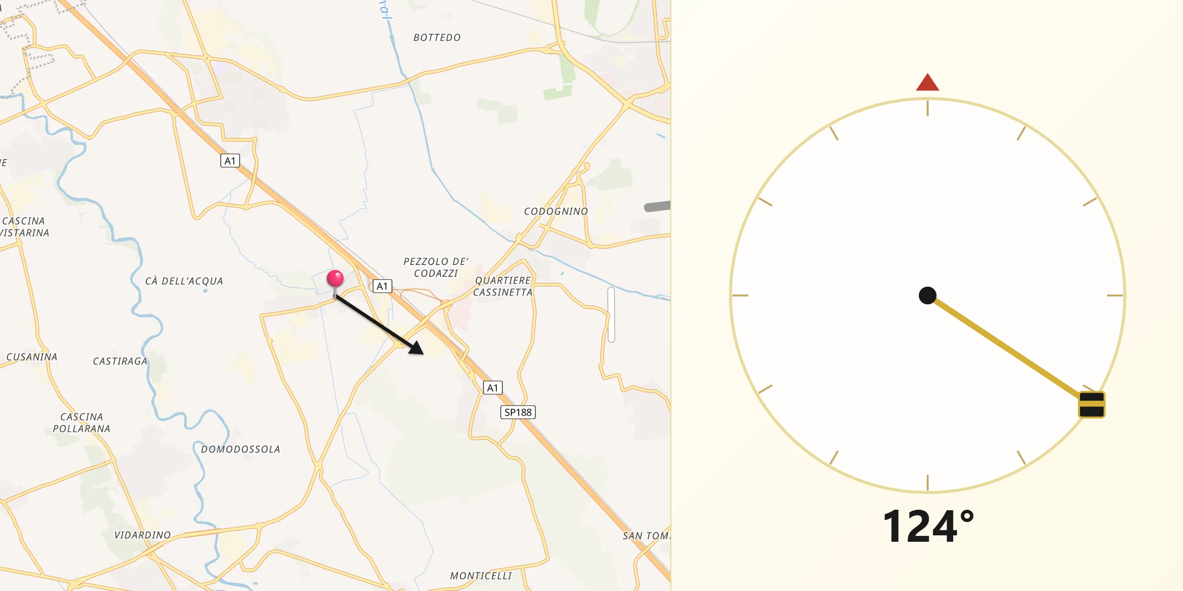 Direzione della Qibla da Borgo San Giovanni
