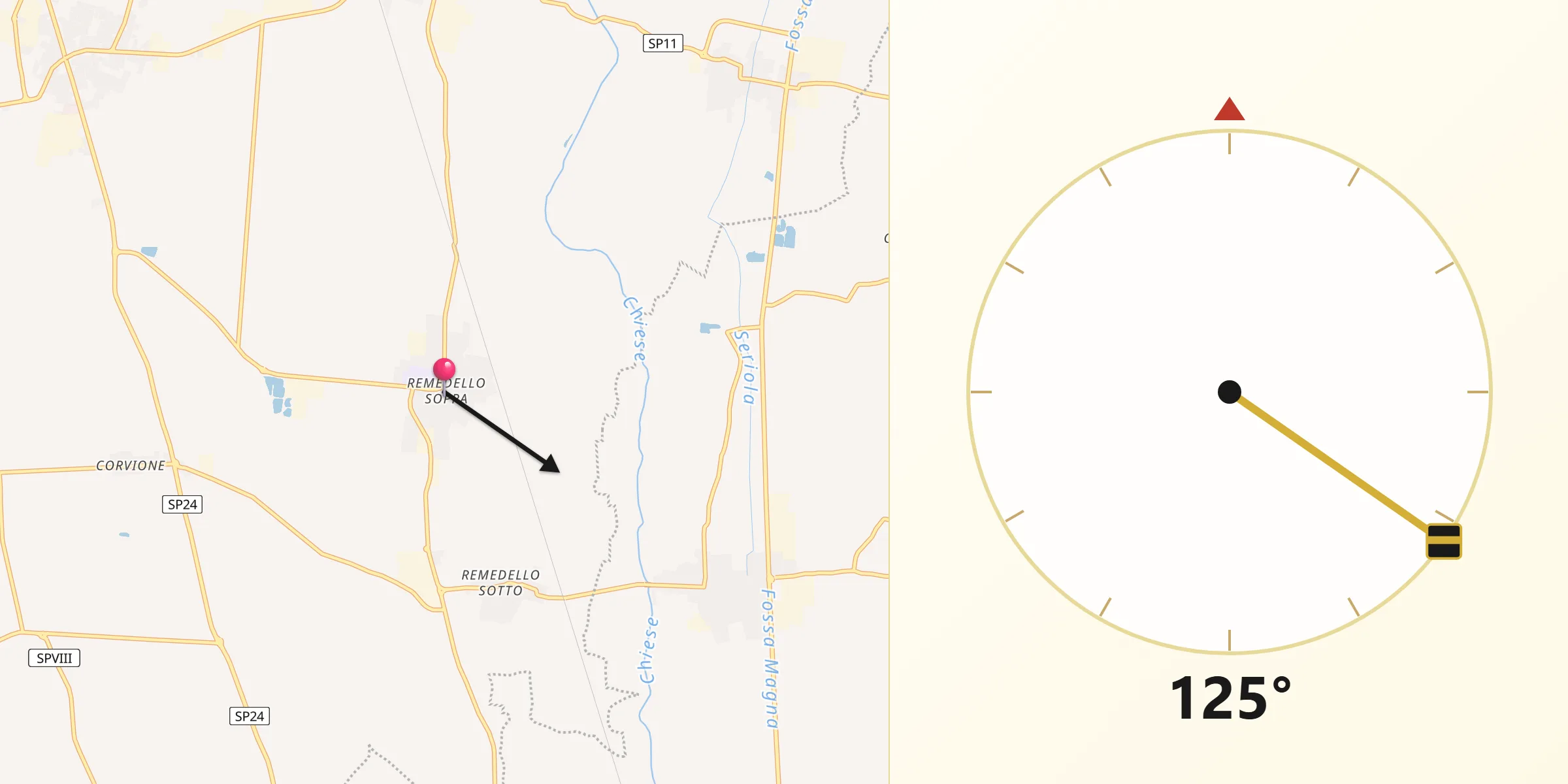 Direzione della Qibla da Remedello
