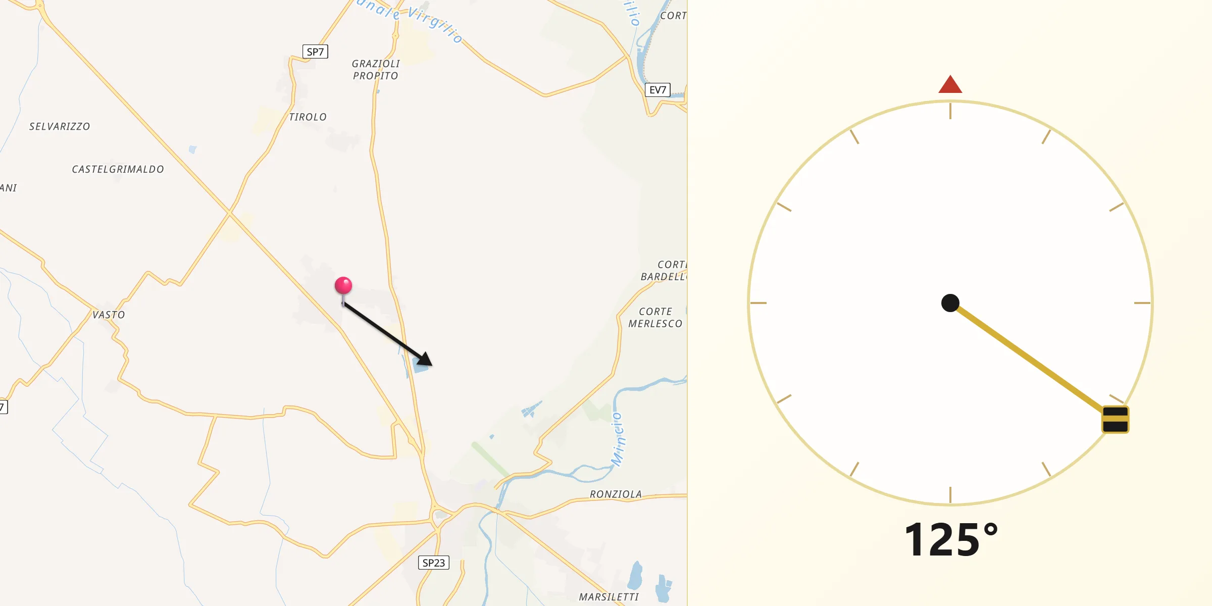 Direzione della Qibla da Cerlongo