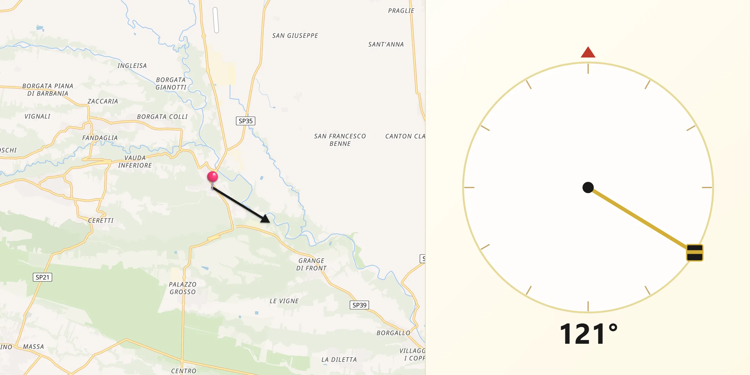 Direzione della Qibla da Front