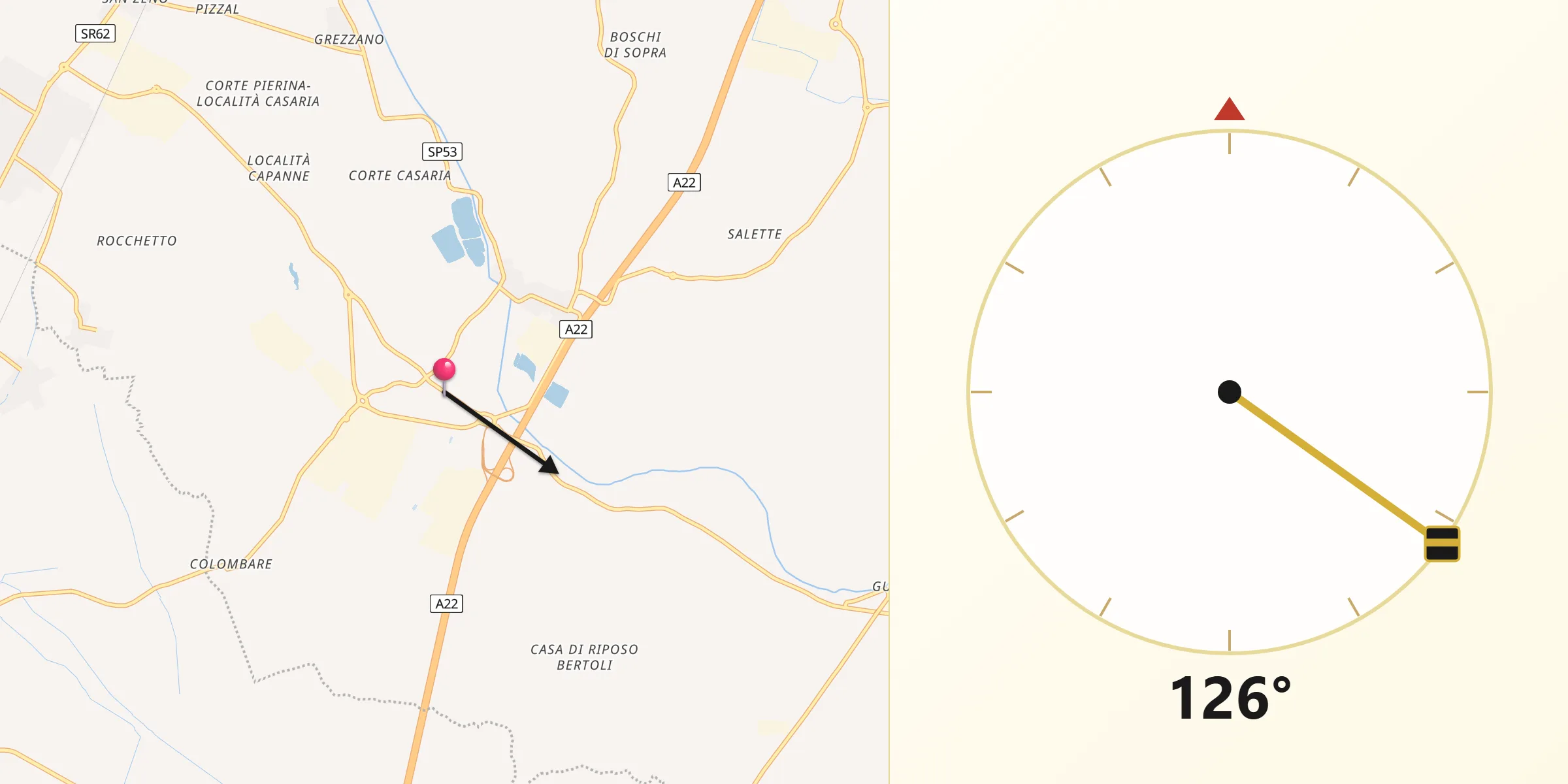 Direzione della Qibla da Pradelle