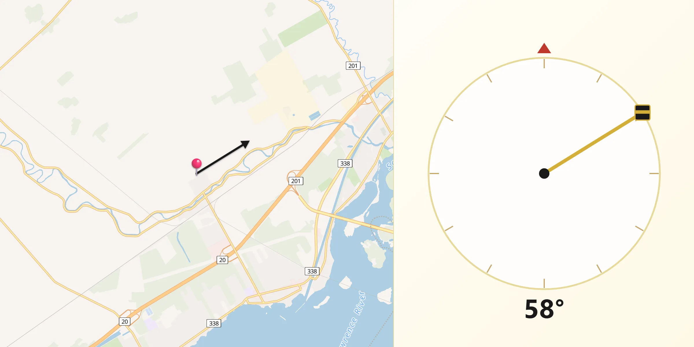 Qibla Direction from Les Coteaux