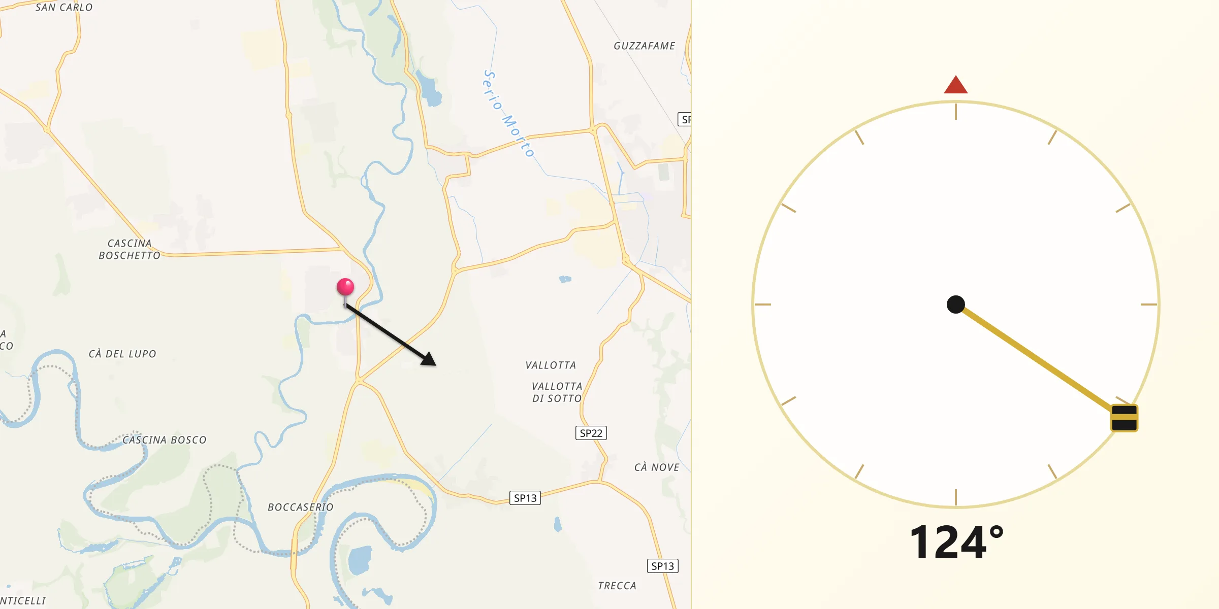 Direzione della Qibla da Montodine