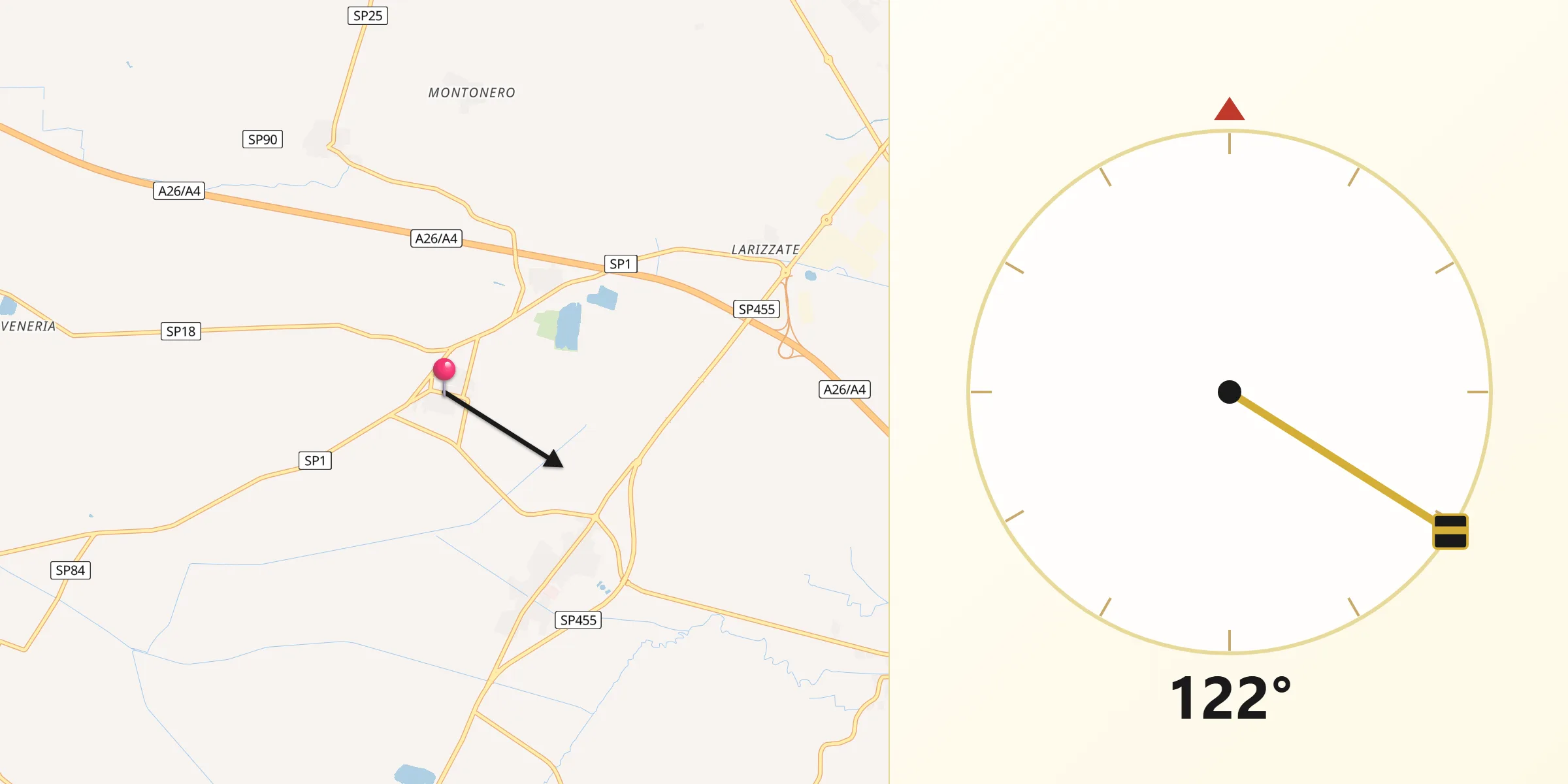Direzione della Qibla da Lignana