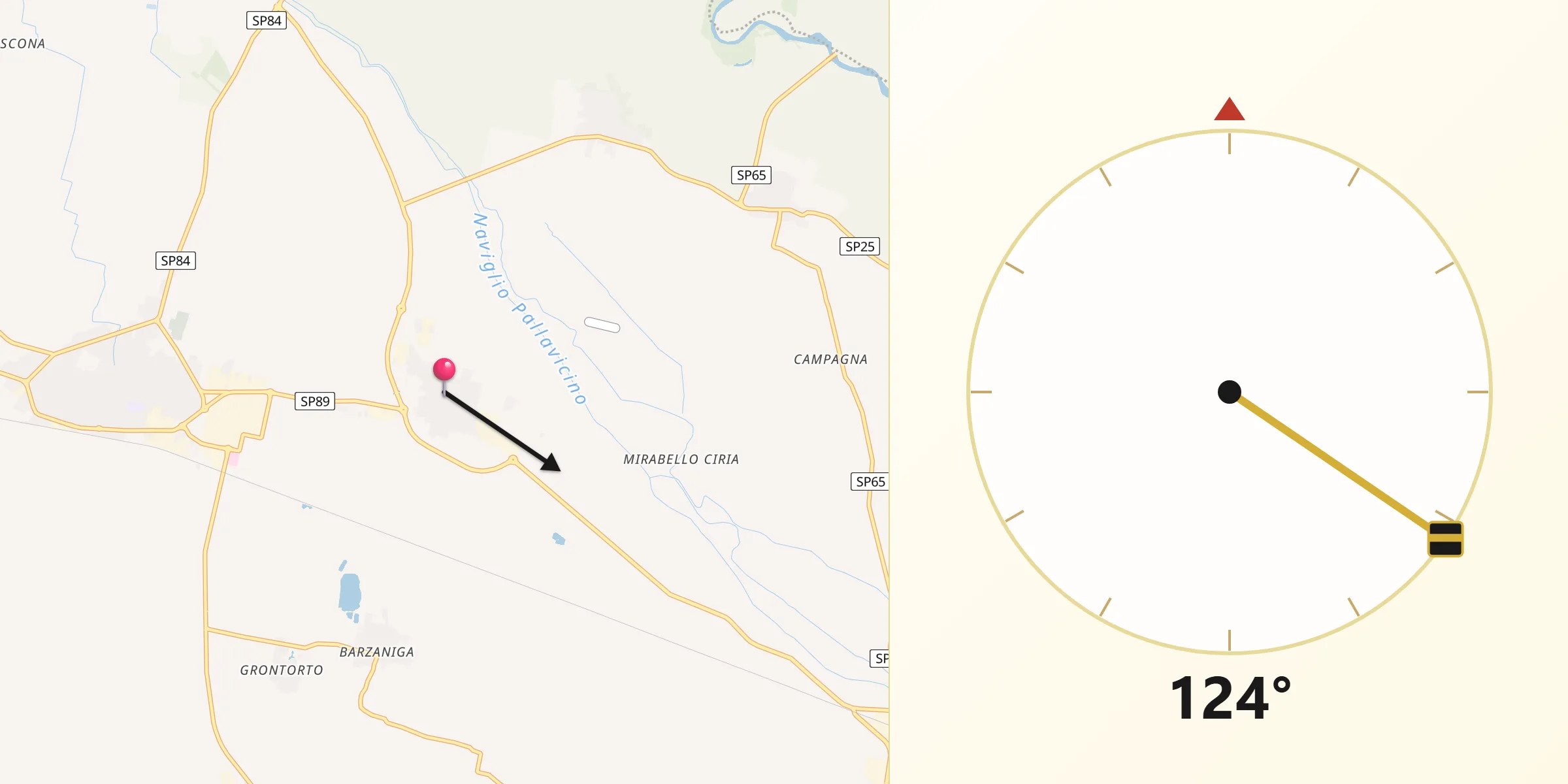 Direzione della Qibla da Casalmorano
