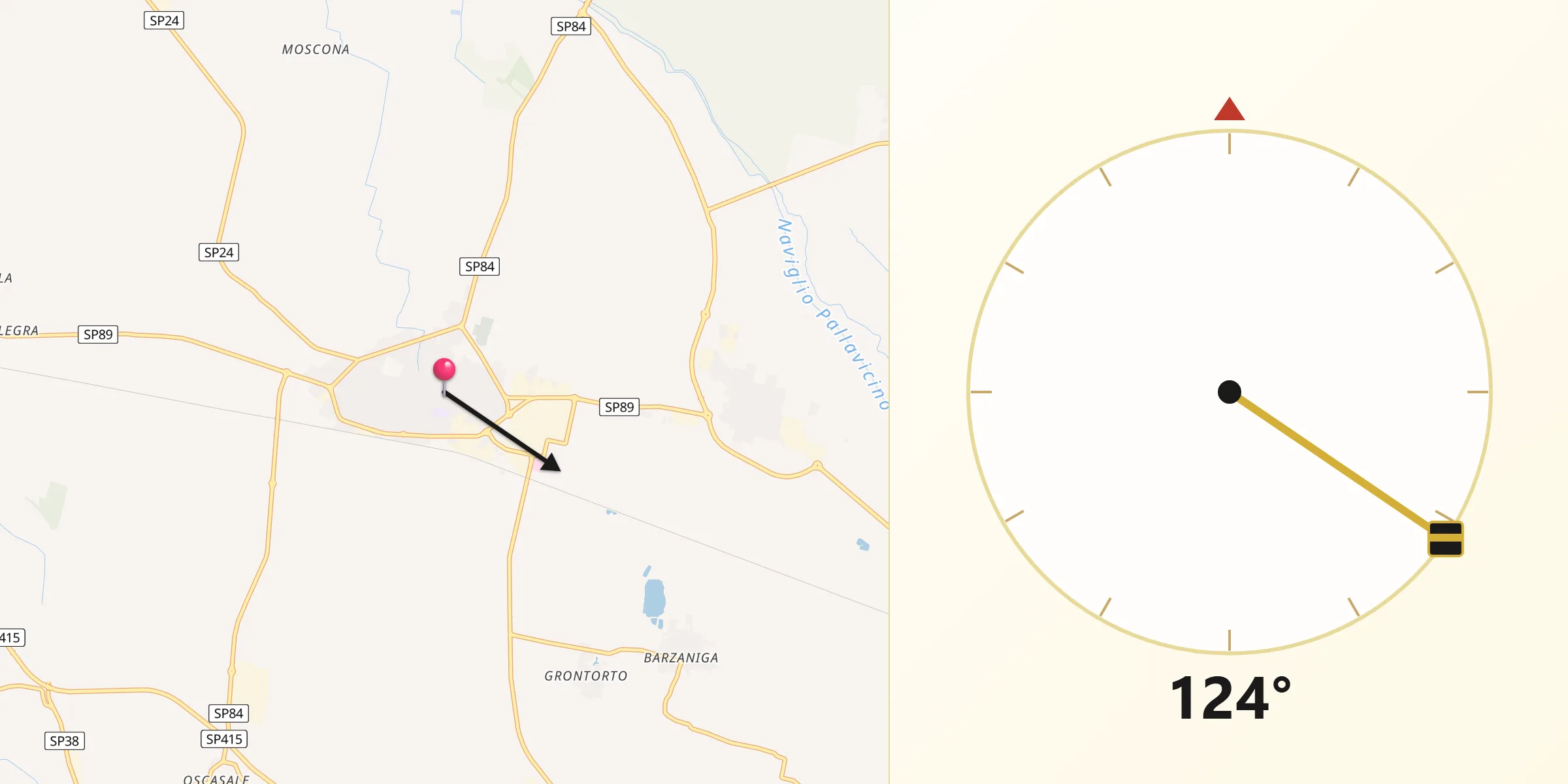 Direzione della Qibla da Soresina