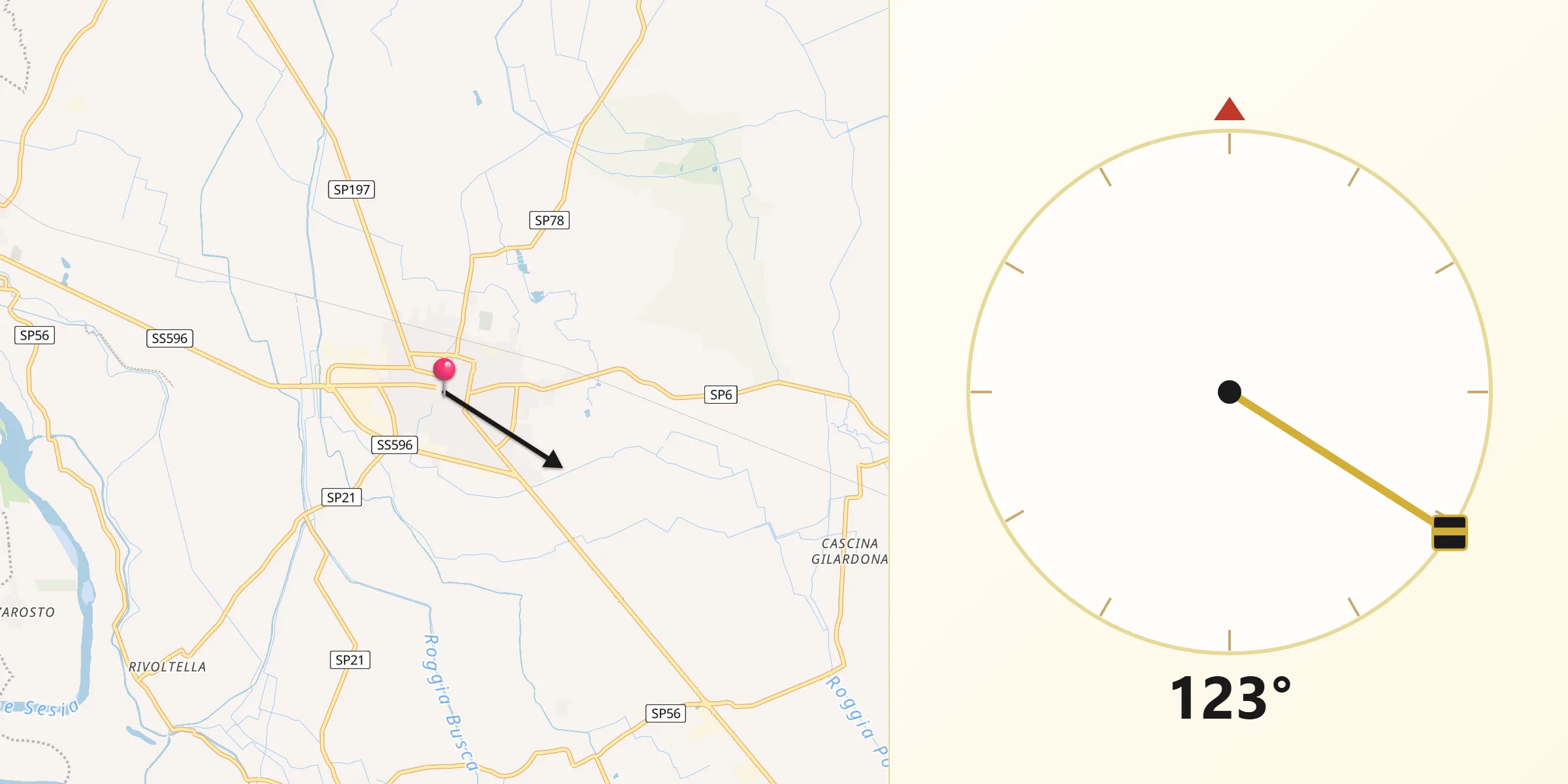 Direzione della Qibla da Robbio