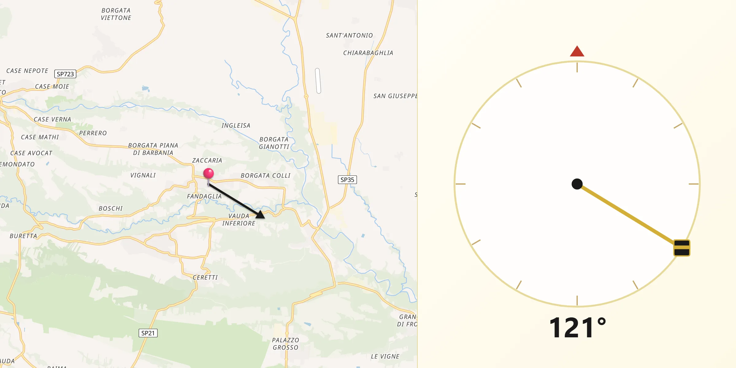 Direzione della Qibla da Barbania