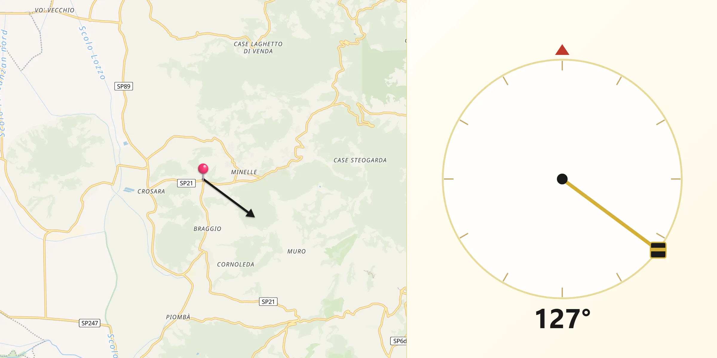 Direzione della Qibla da Fontanafredda