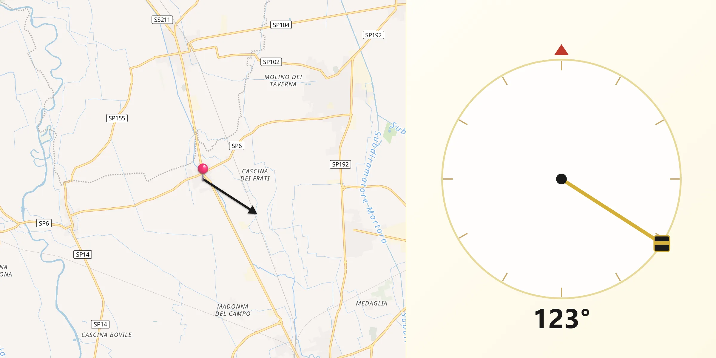 Direzione della Qibla da Albonese