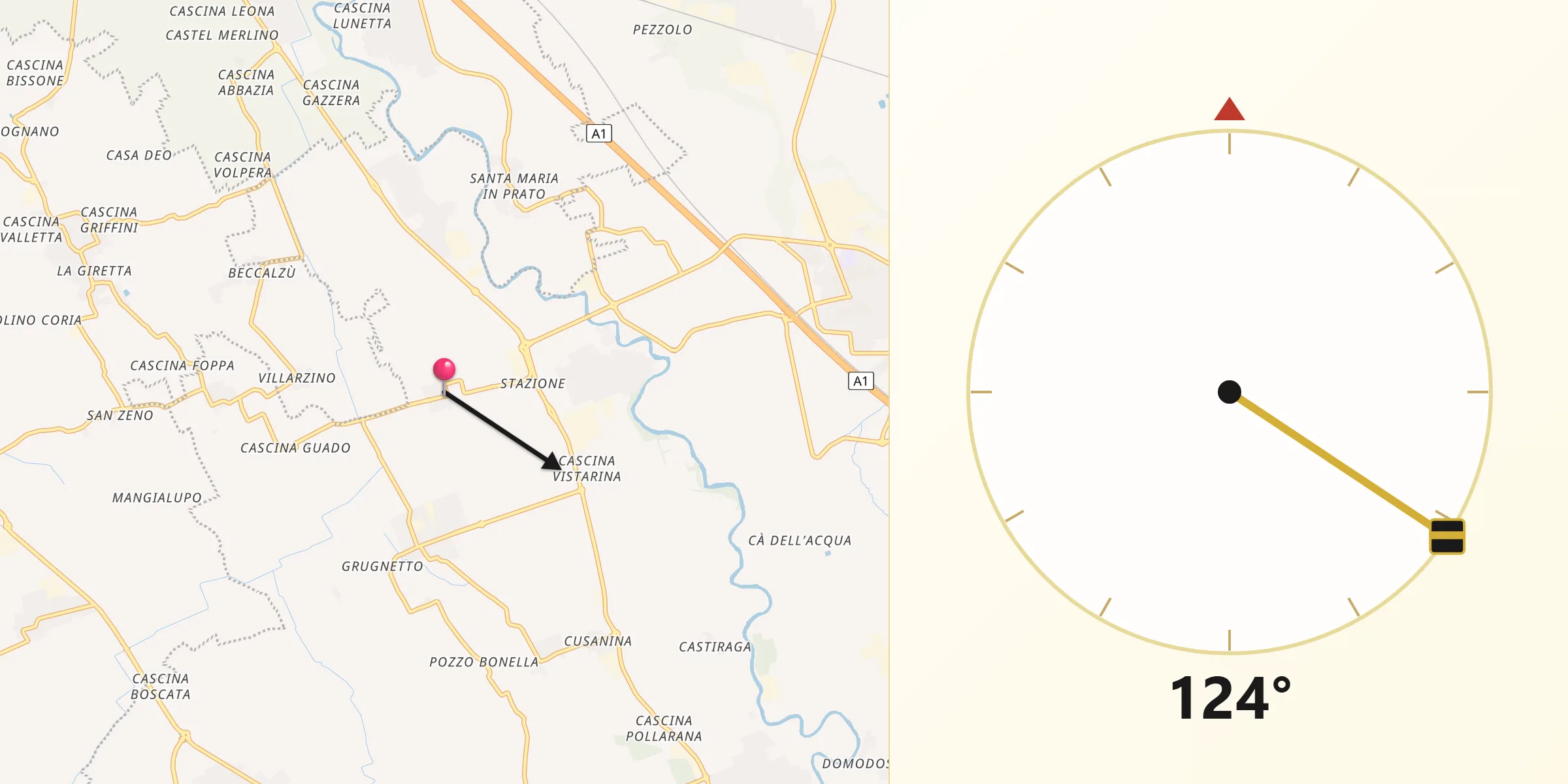 Direzione della Qibla da Casaletto Lodigiano