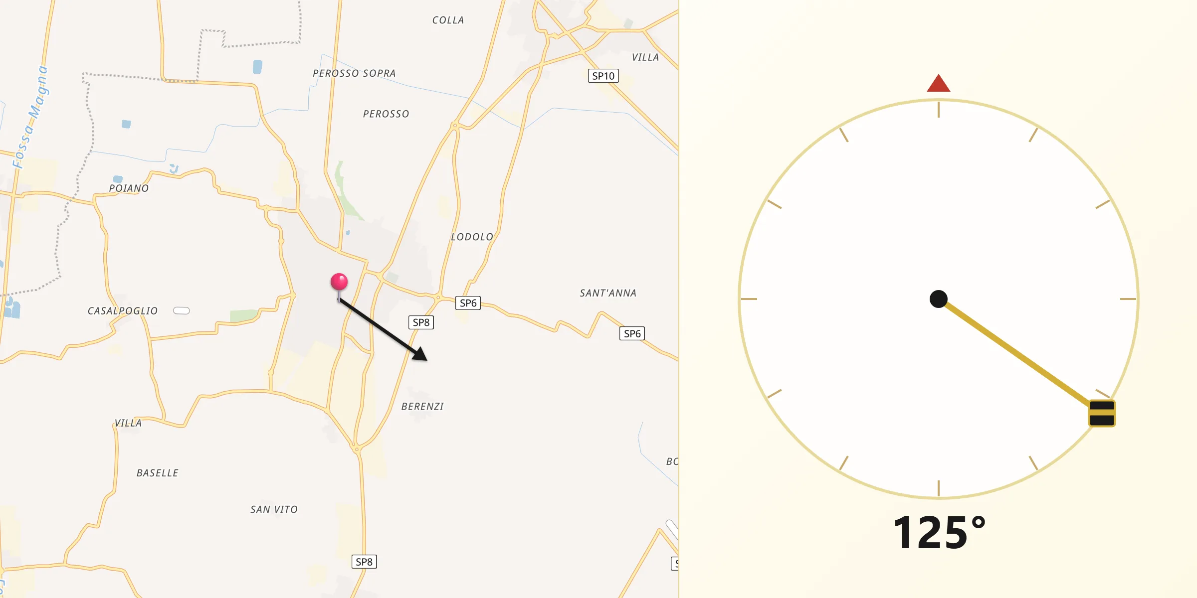 Direzione della Qibla da Castel Goffredo