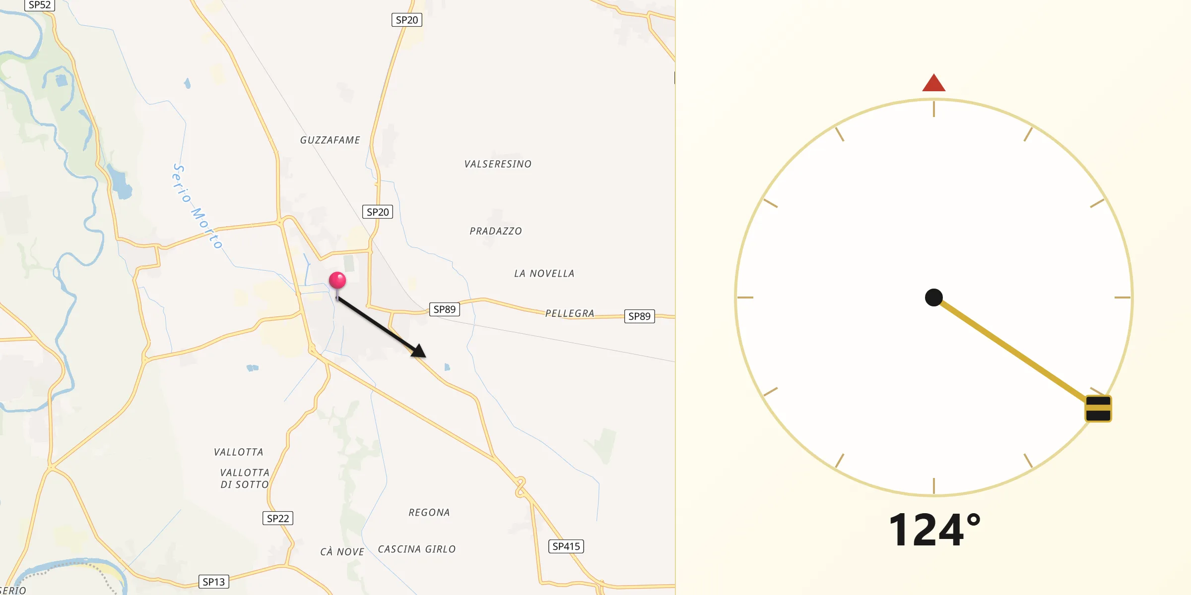 Direzione della Qibla da Castelleone