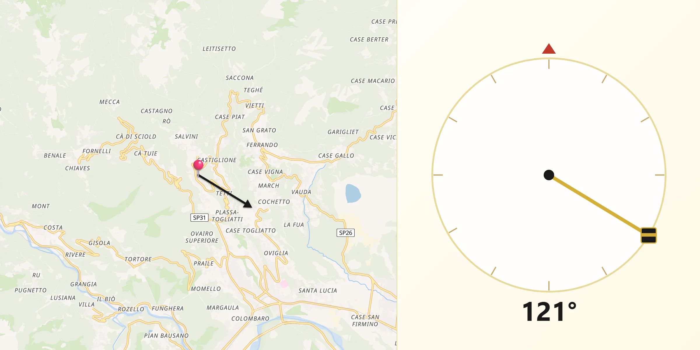 Direzione della Qibla da Coassolo