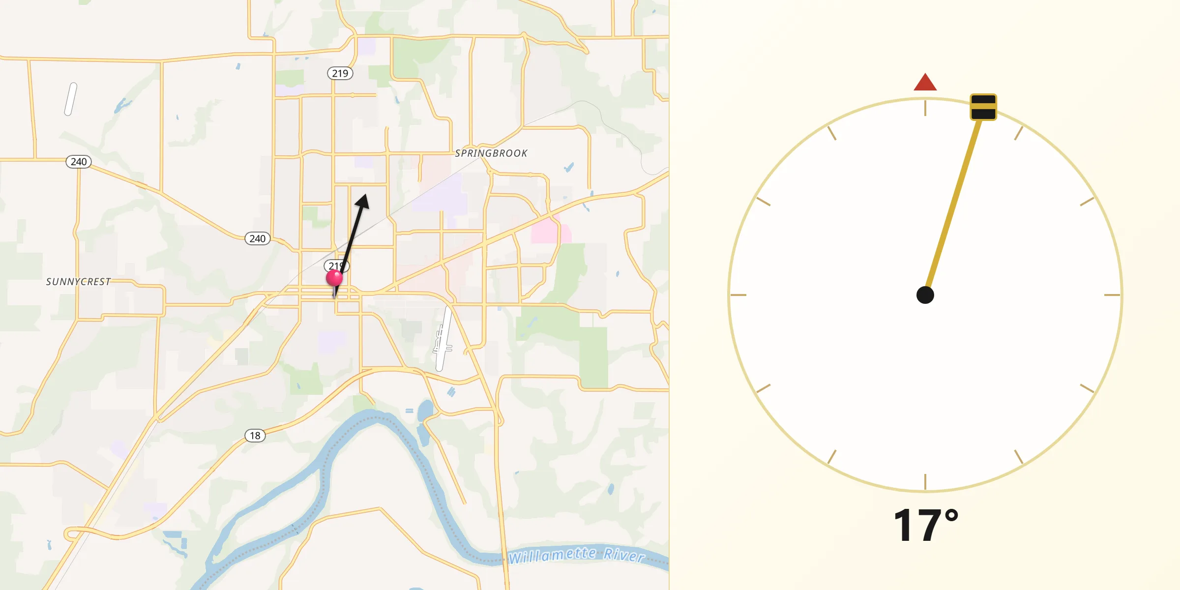 Qibla Direction from Newberg