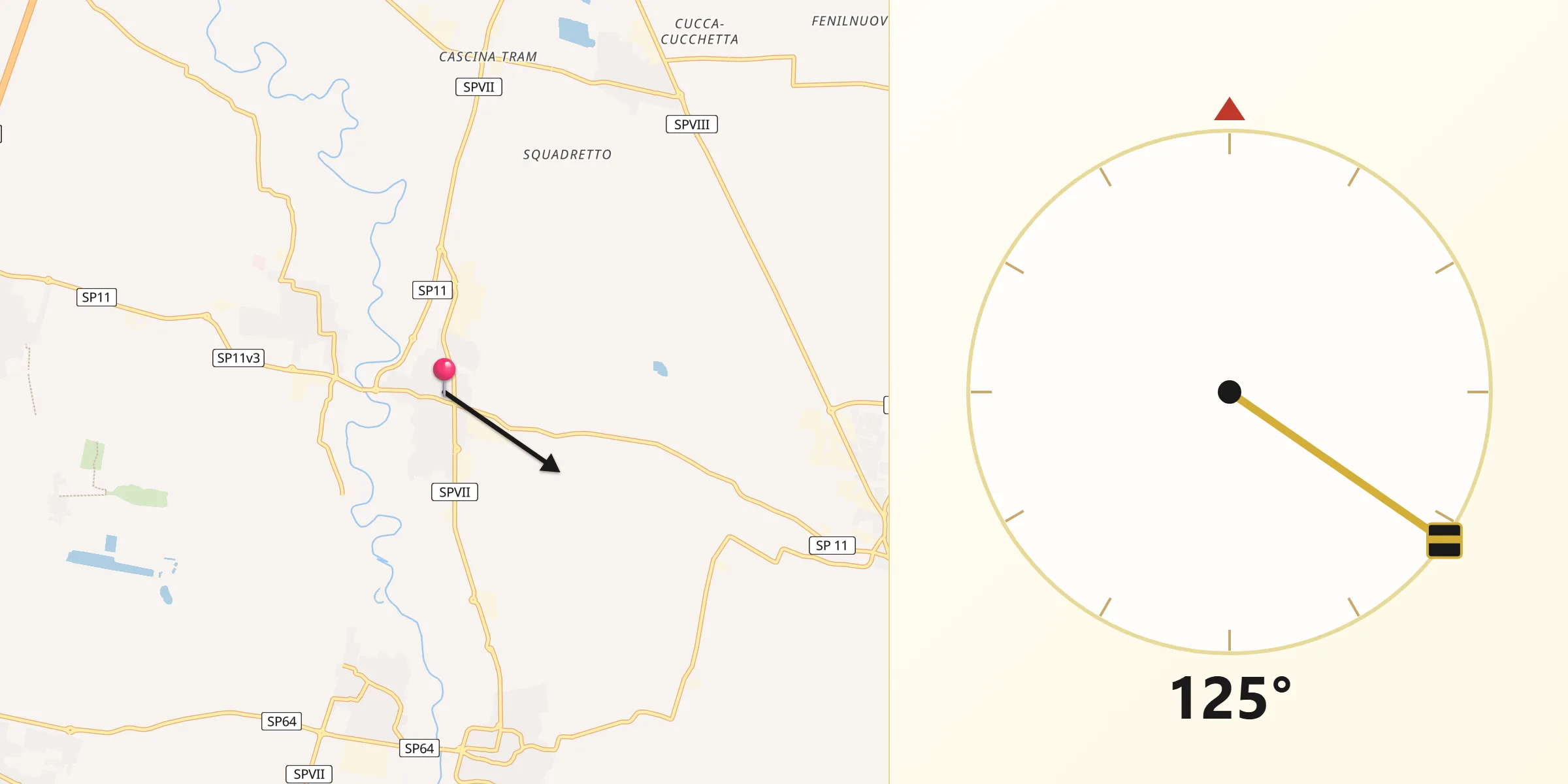 Direzione della Qibla da Pavone del Mella