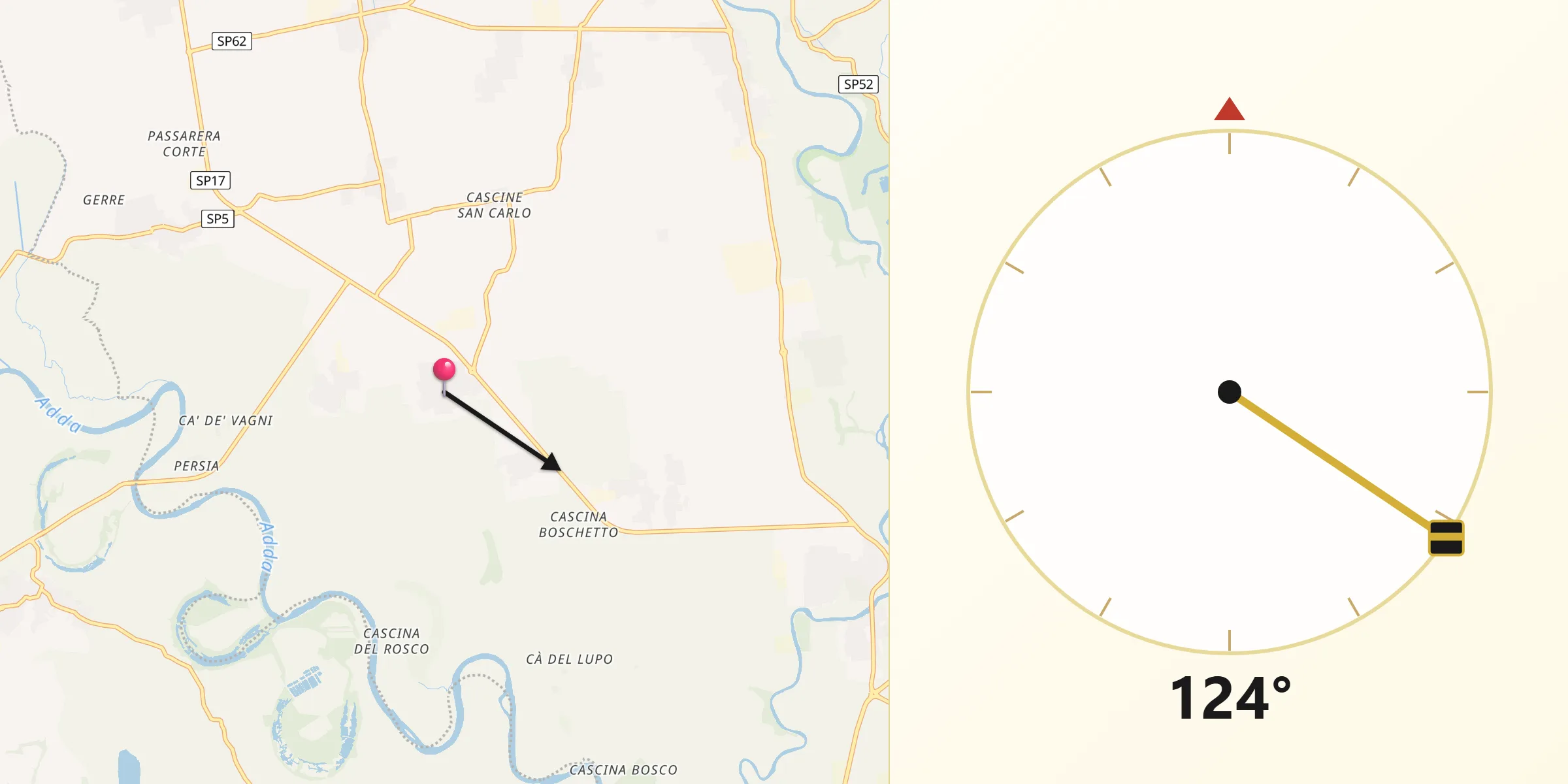 Direzione della Qibla da Credera