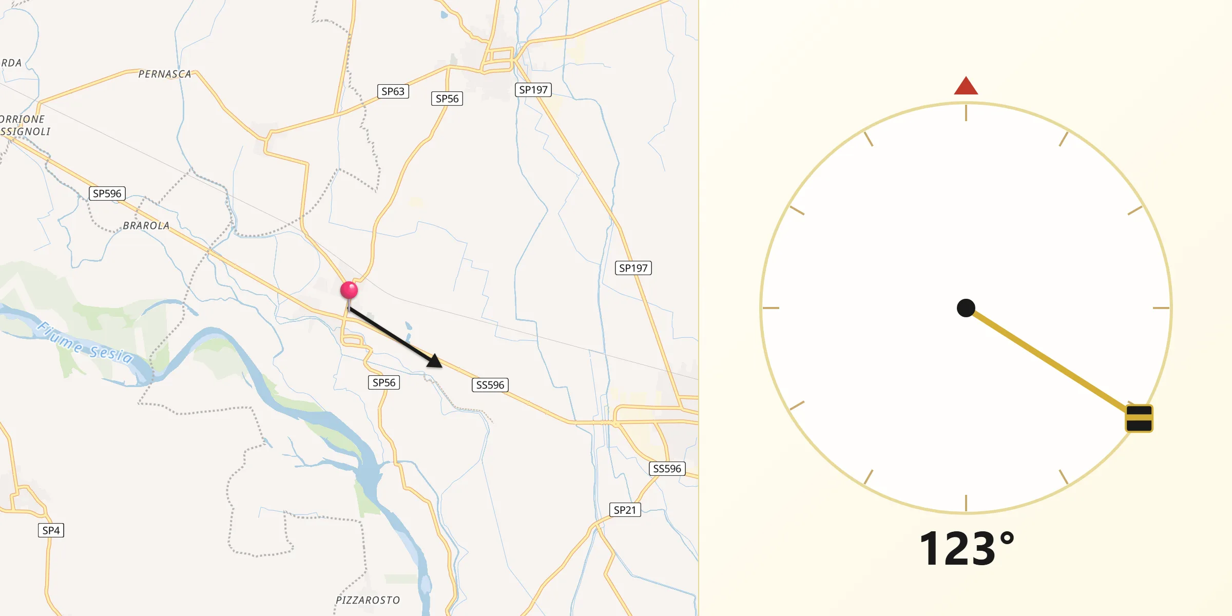Direzione della Qibla da Palestro